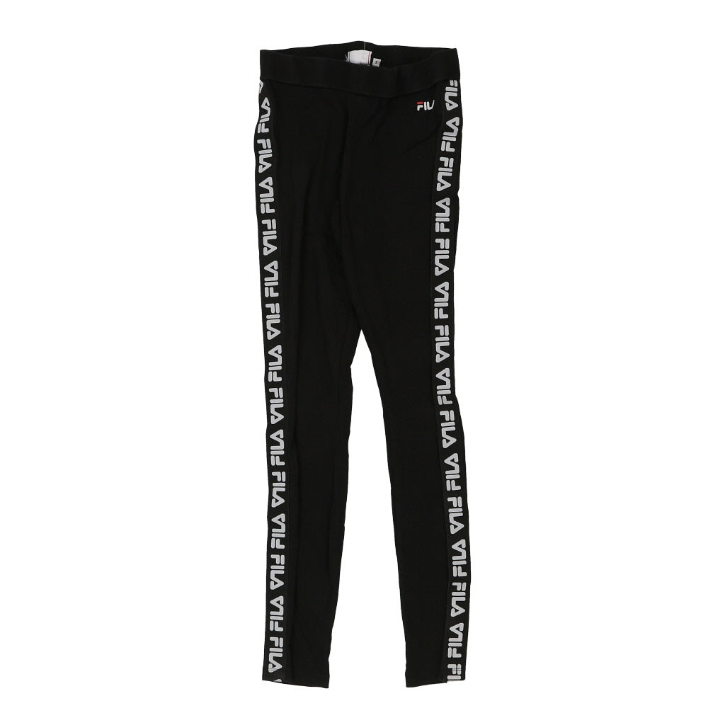 Fila Spellout Leggings - Small Black Polyester Refurbished - Thrifted (note: this is a term often used to describe second- refurbished available on Cerqular