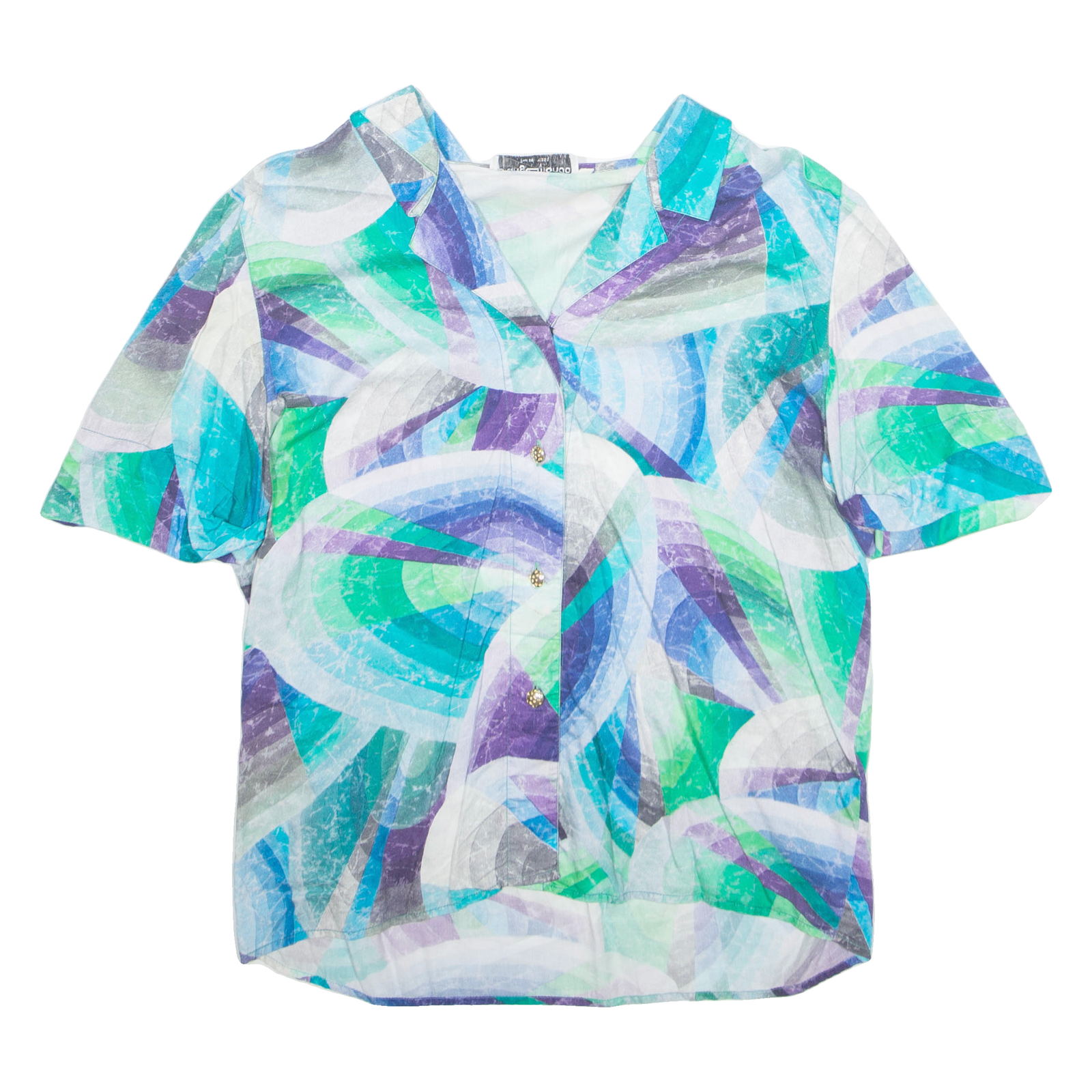 ROLANGE MONDER Womens Printed Shirt Blue Collared Crazy Pattern M Refurbished - N/A refurbished available on Cerqular
