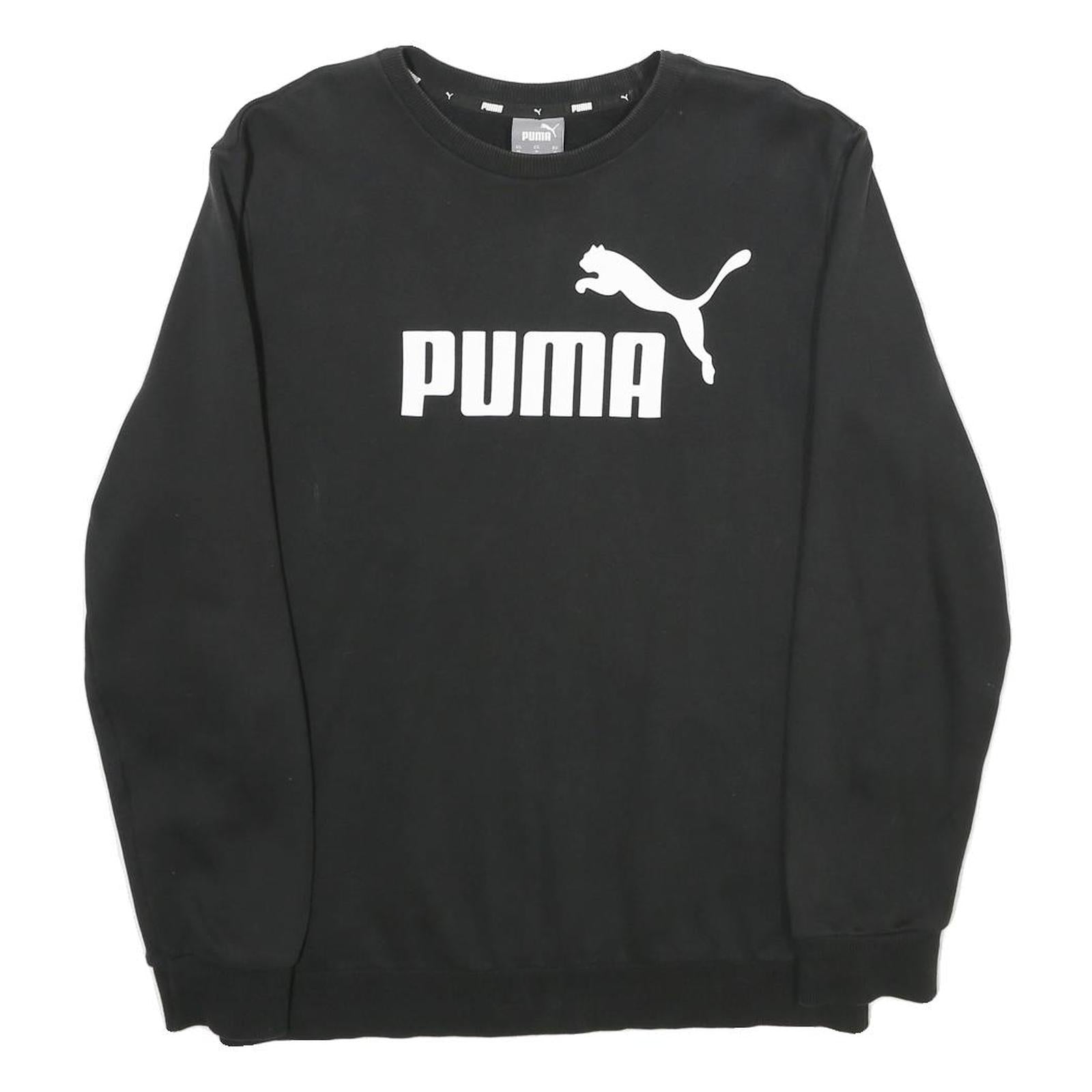 PUMA Mens Black Sweatshirt Crew Neck M Cotton Blend Logo Pullover Refurbished - N/A refurbished available on Cerqular