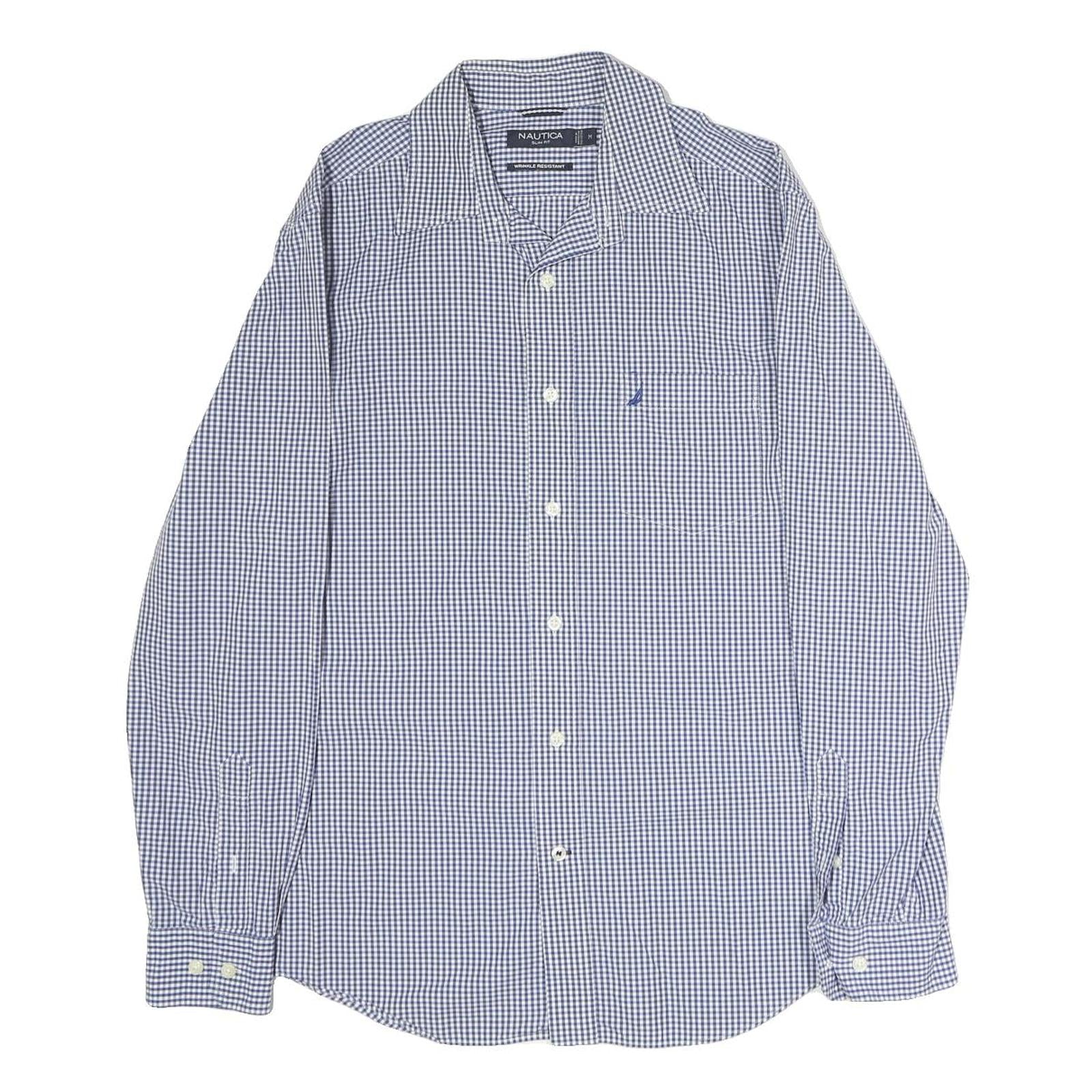 NAUTICA Mens Blue & White Check Shirt M Long Sleeve Cotton Casual Button Shirt Refurbished - N/A refurbished available on Cerqular