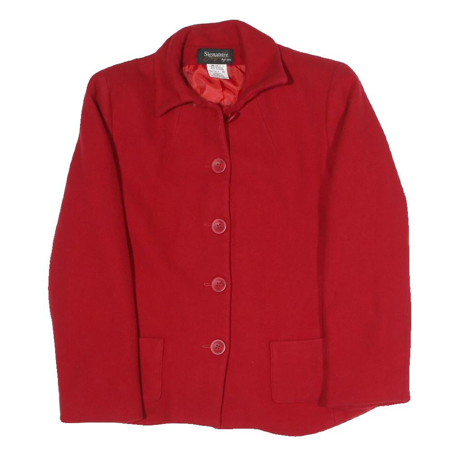 SIGNATURE Womens Red Coach Jacket UK 10 Polyester Blend Woven Plain Tailored Fit Refurbished - N/A refurbished available on Cerqular