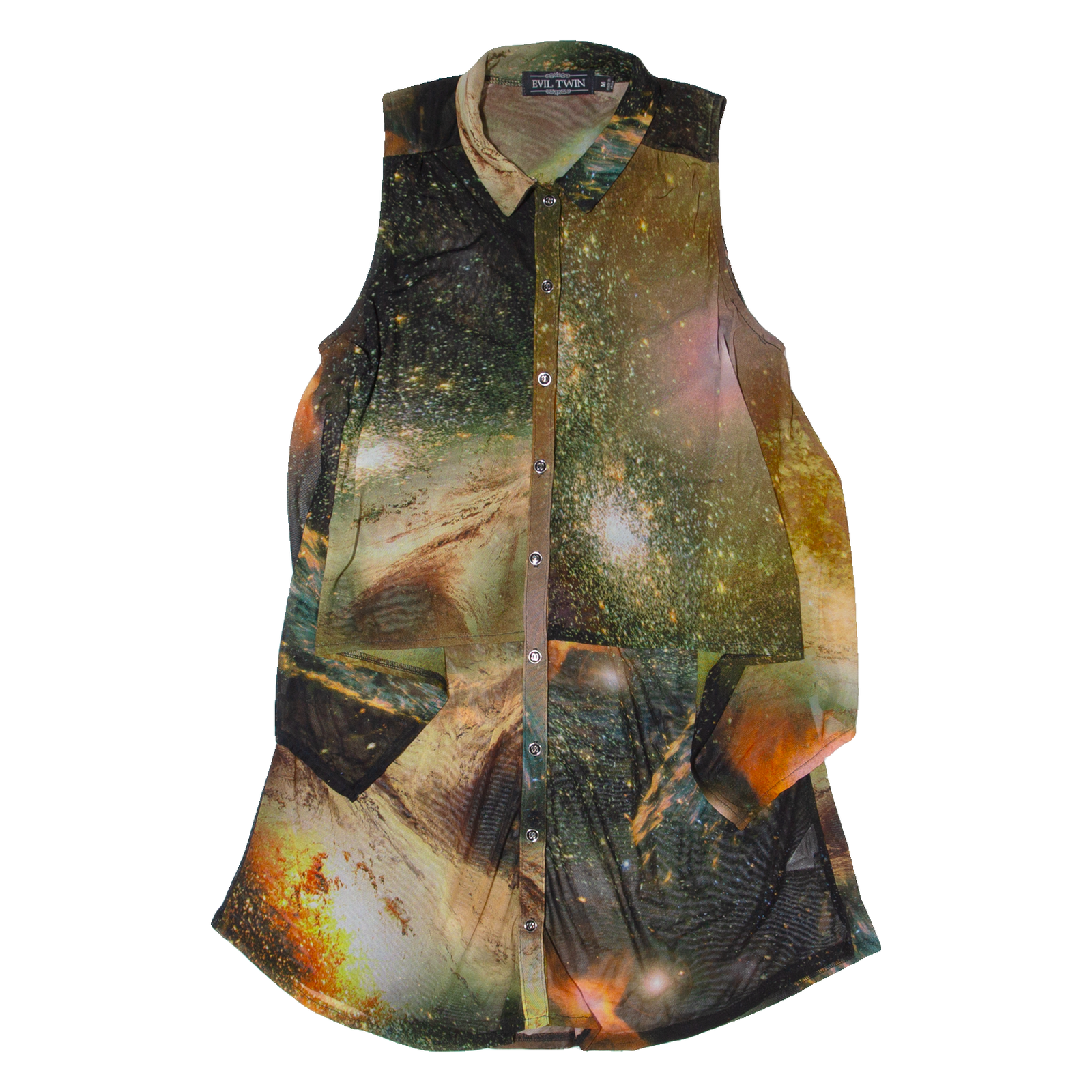 EVIL TWIN Galaxy Design Womens Shirt Dress Black Sleeveless Knee Length M Refurbished - N/A refurbished available on Cerqular