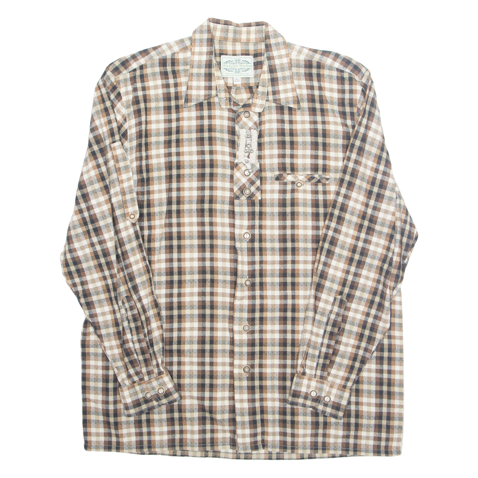 Womens Printed Blouse Brown Long Sleeve Check L Refurbished - N/A refurbished available on Cerqular
