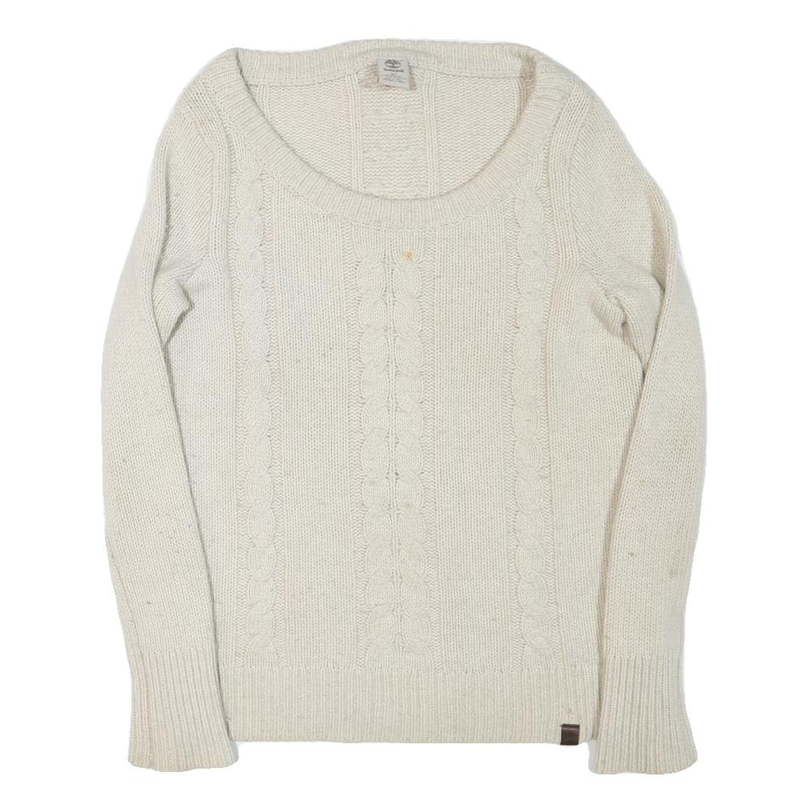 TIMBERLAND Womens Cream Patterned Jumper Round Neck Cable Knit S Wool Soft Refurbished - N/A refurbished available on Cerqular