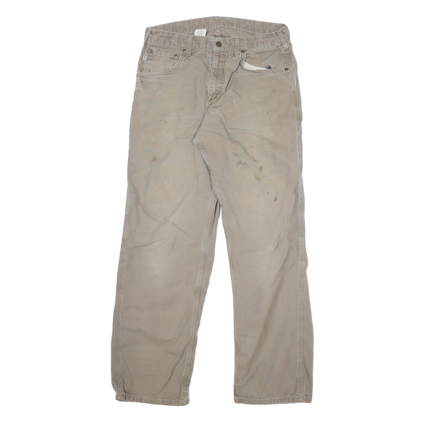 CARHARTT Mens Beige Cotton Canvas Relaxed Straight Trousers W32 L30 Workwear Refurbished - N/A refurbished available on Cerqular