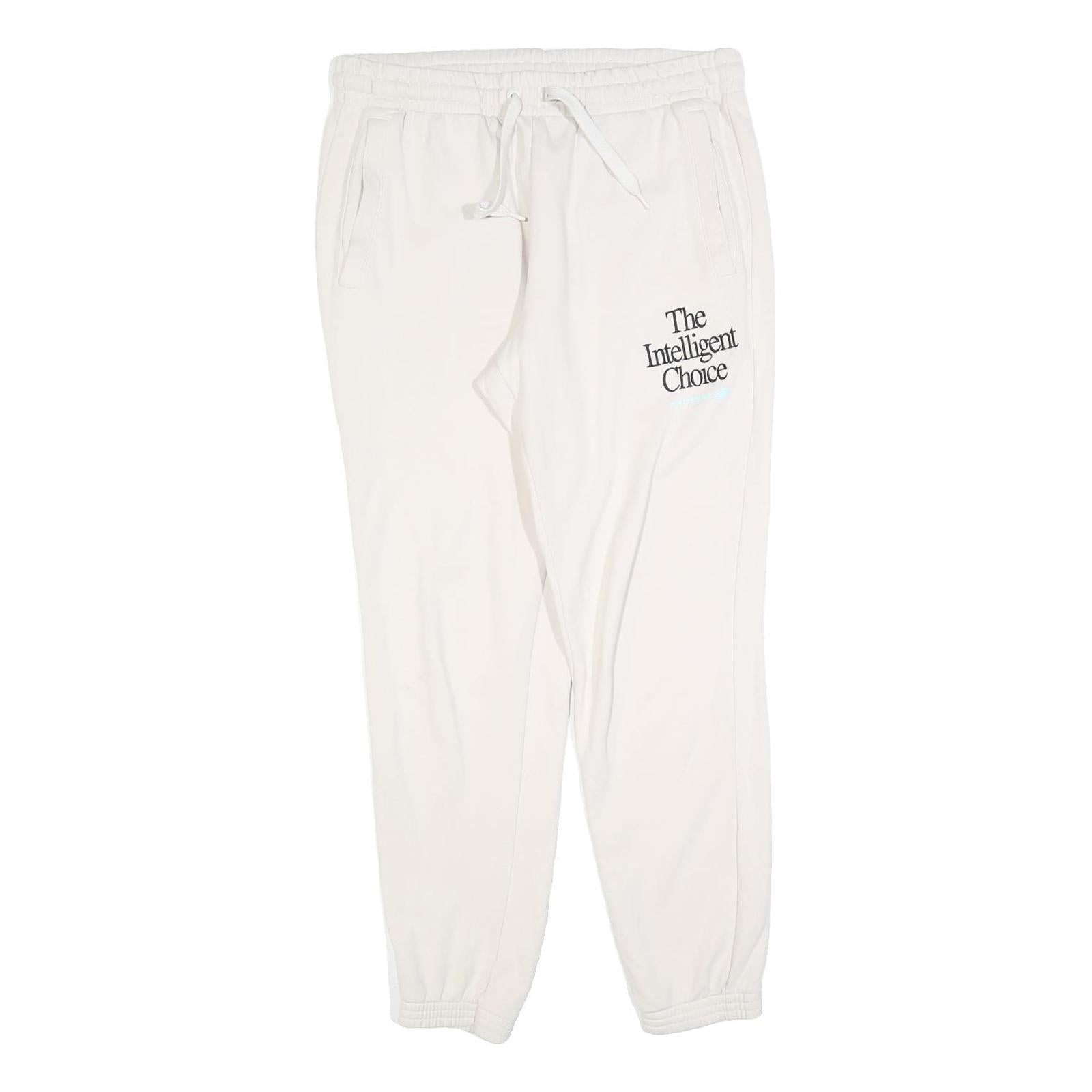 NEW BALANCE Womens Joggers White L W34 L30 Slim Tapered Comfortable Cotton Blend Refurbished - N/A refurbished available on Cerqular