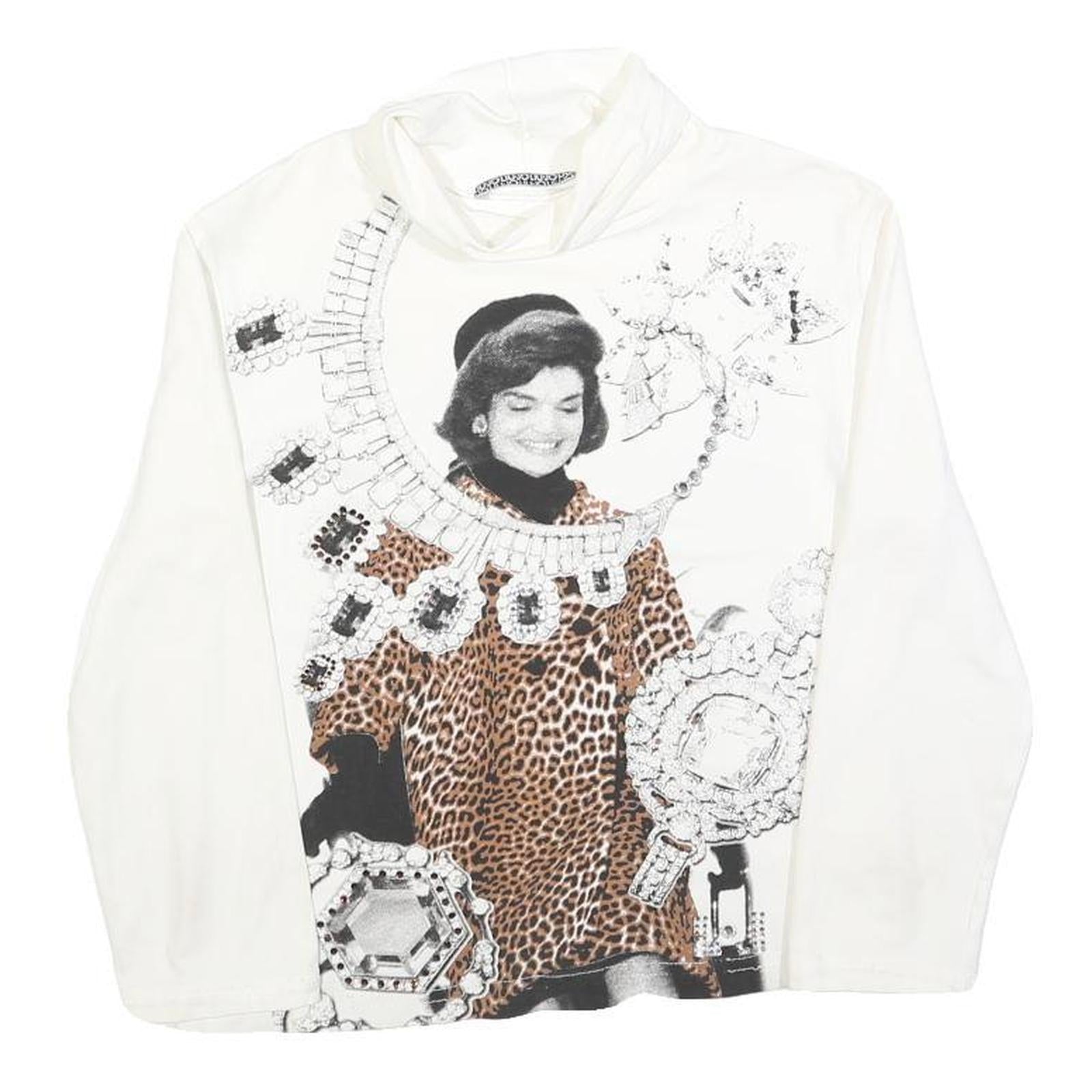 LUI JO Womens White Printed Top Long Sleeve Roll Neck S Cotton Blend Casual Refurbished - N/A refurbished available on Cerqular