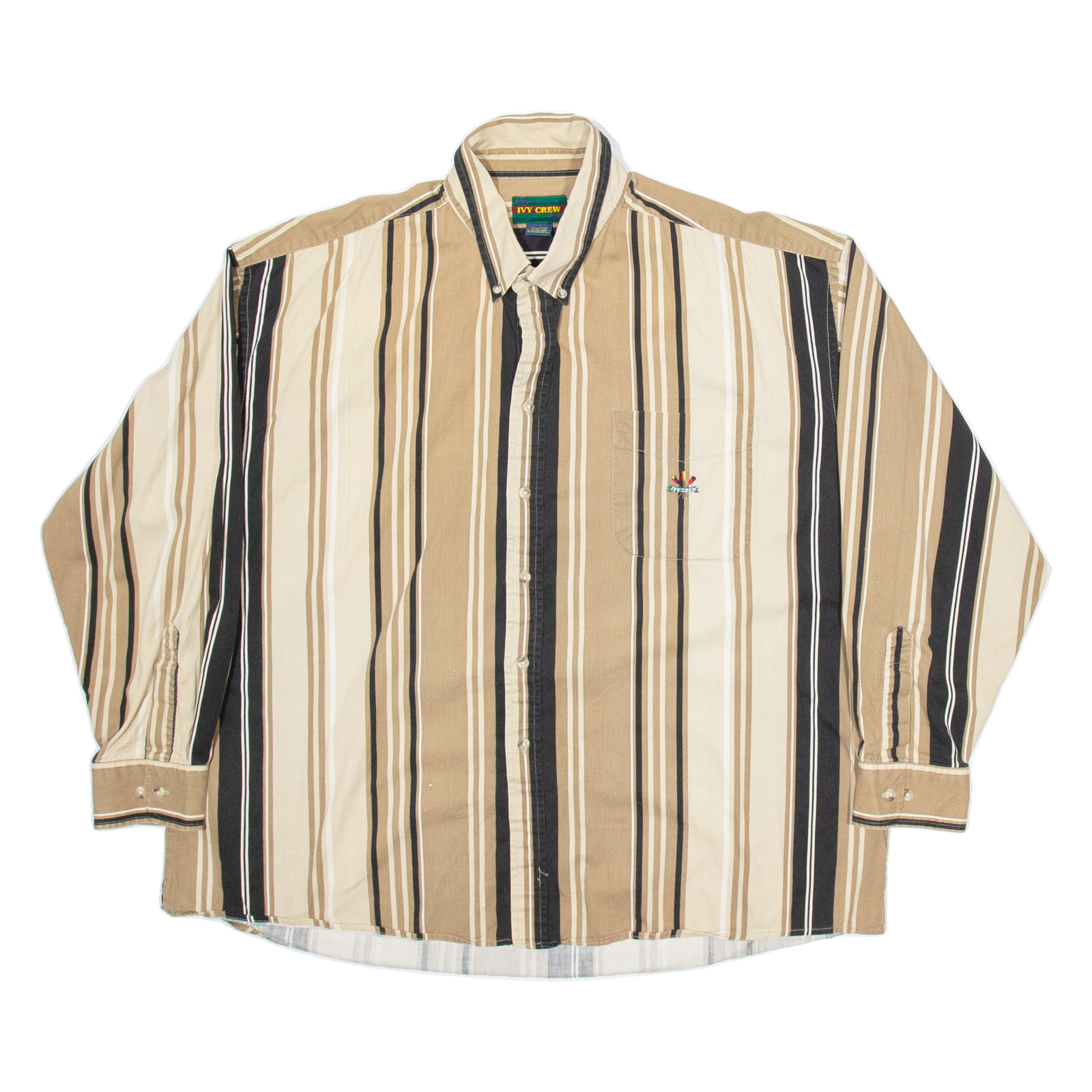 IVY CREW Mens Shirt Brown Striped Long Sleeve 2XL Refurbished - N/A refurbished available on Cerqular