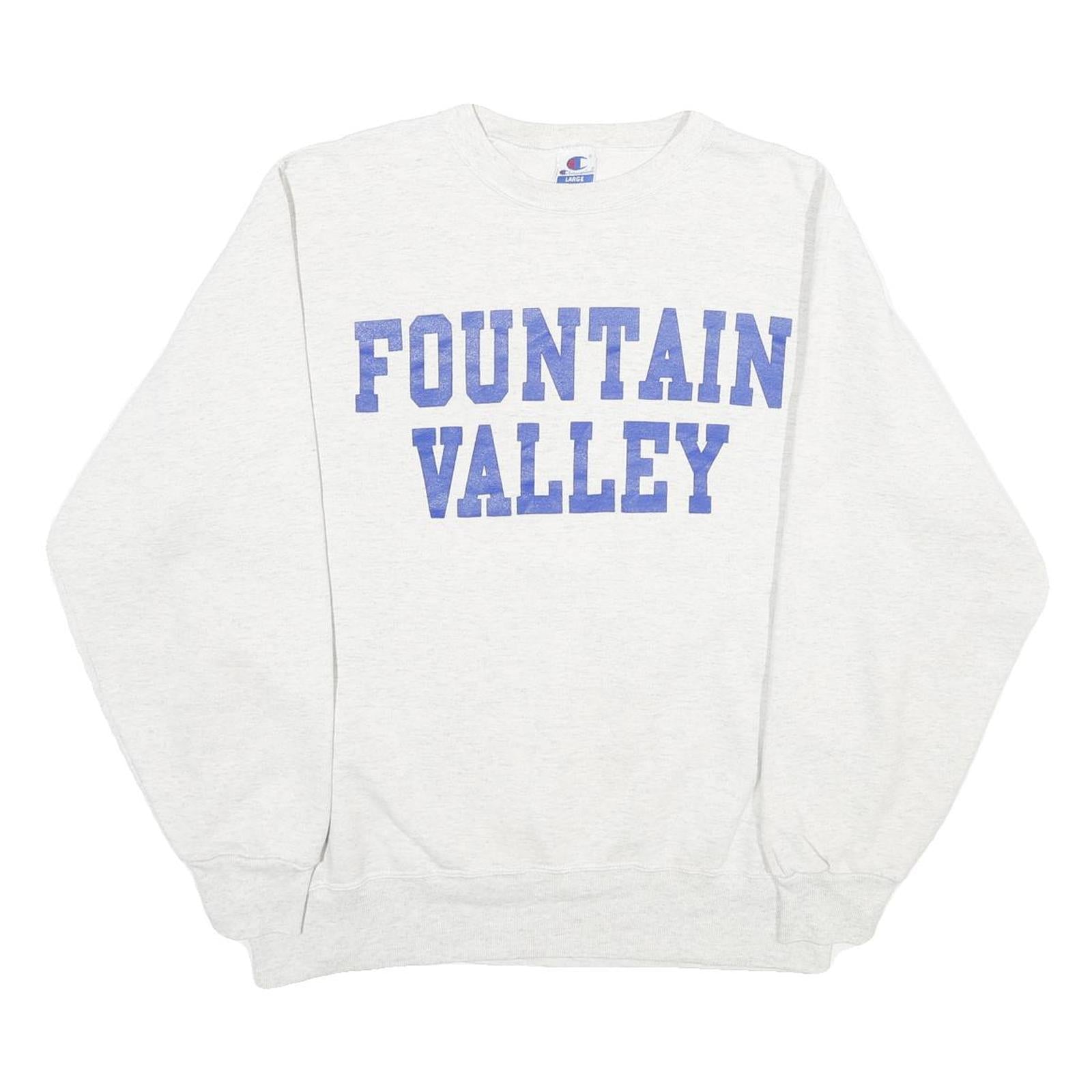 CHAMPION Mens Grey Fountain Valley Crew Neck L Cotton Blend Pullover Sweatshirt Refurbished - N/A refurbished available on Cerqular