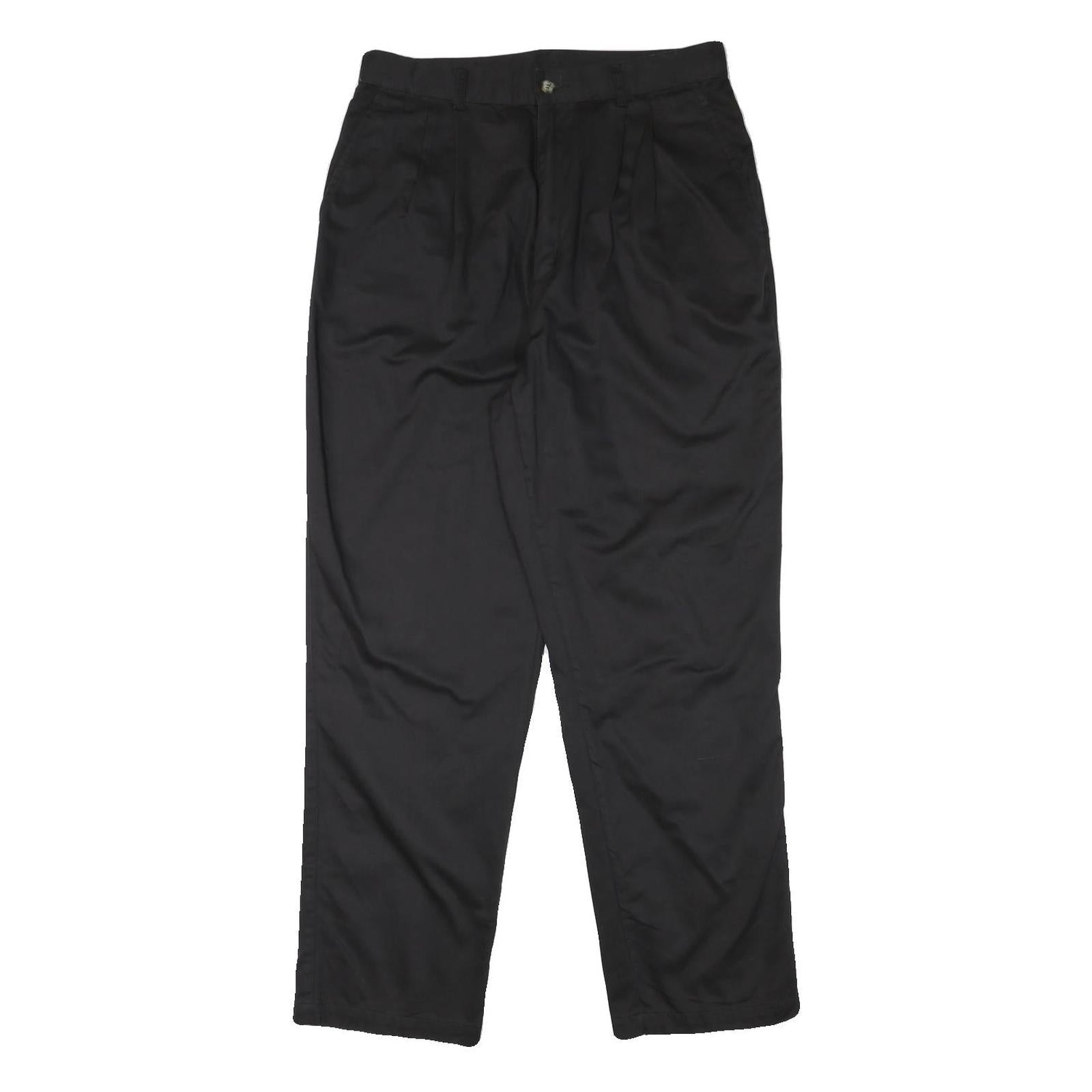 Womens Black Cotton Blend Relaxed Straight Trousers W31 L30 Classic Zip Pocketed Refurbished - N/A refurbished available on Cerqular