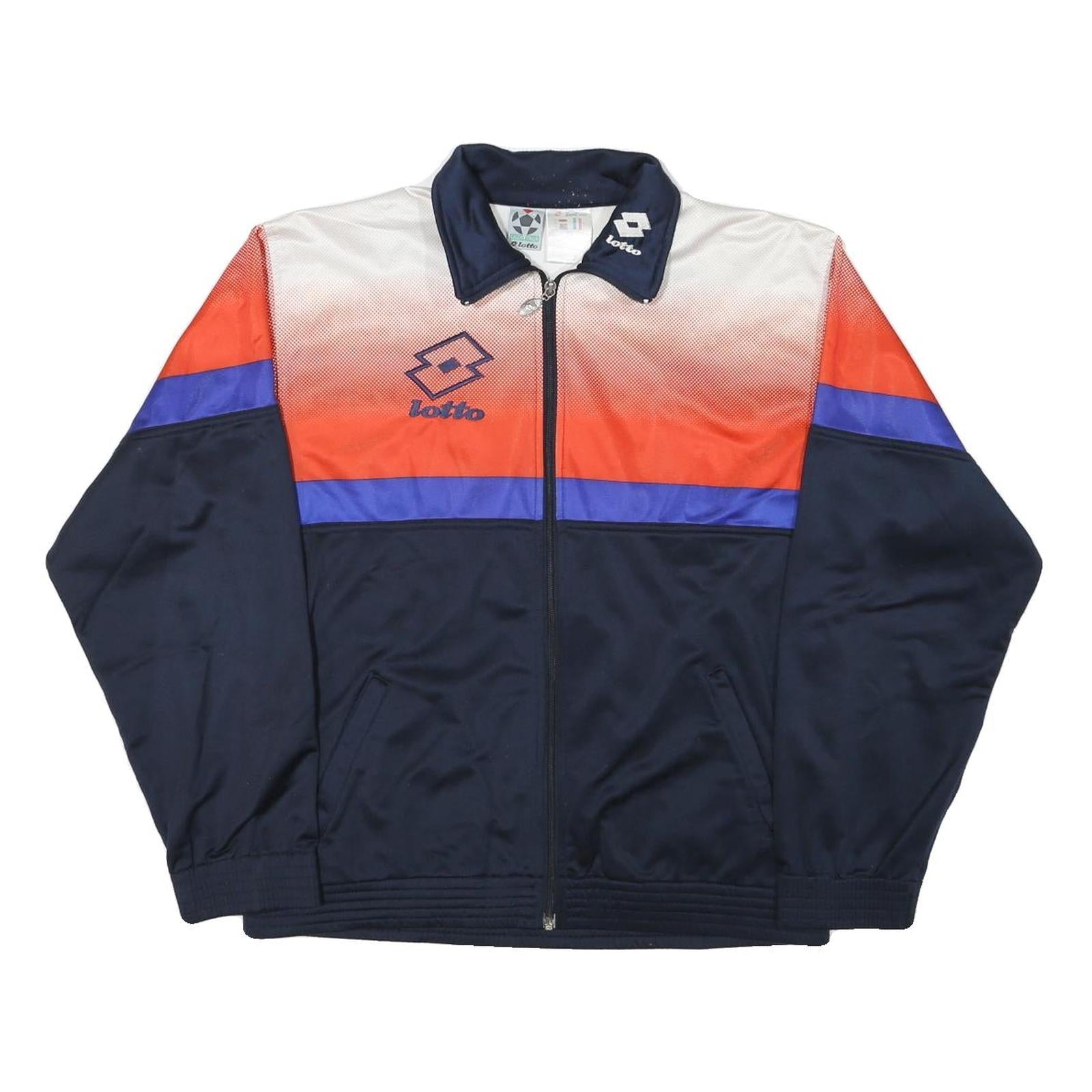 LOTTO Mens Navy & Orange Athletic Jacket M Polyester Blend Colourblock Zip Refurbished - N/A refurbished available on Cerqular