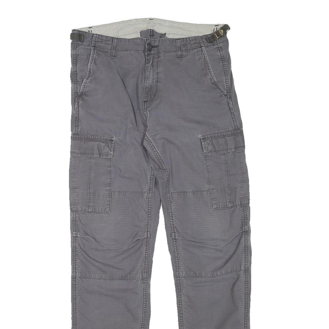 CARHARTT Mens Cotton Blend Grey Regular Cargo Trousers W32 L30 Workwear Zip Refurbished - N/A refurbished available on Cerqular