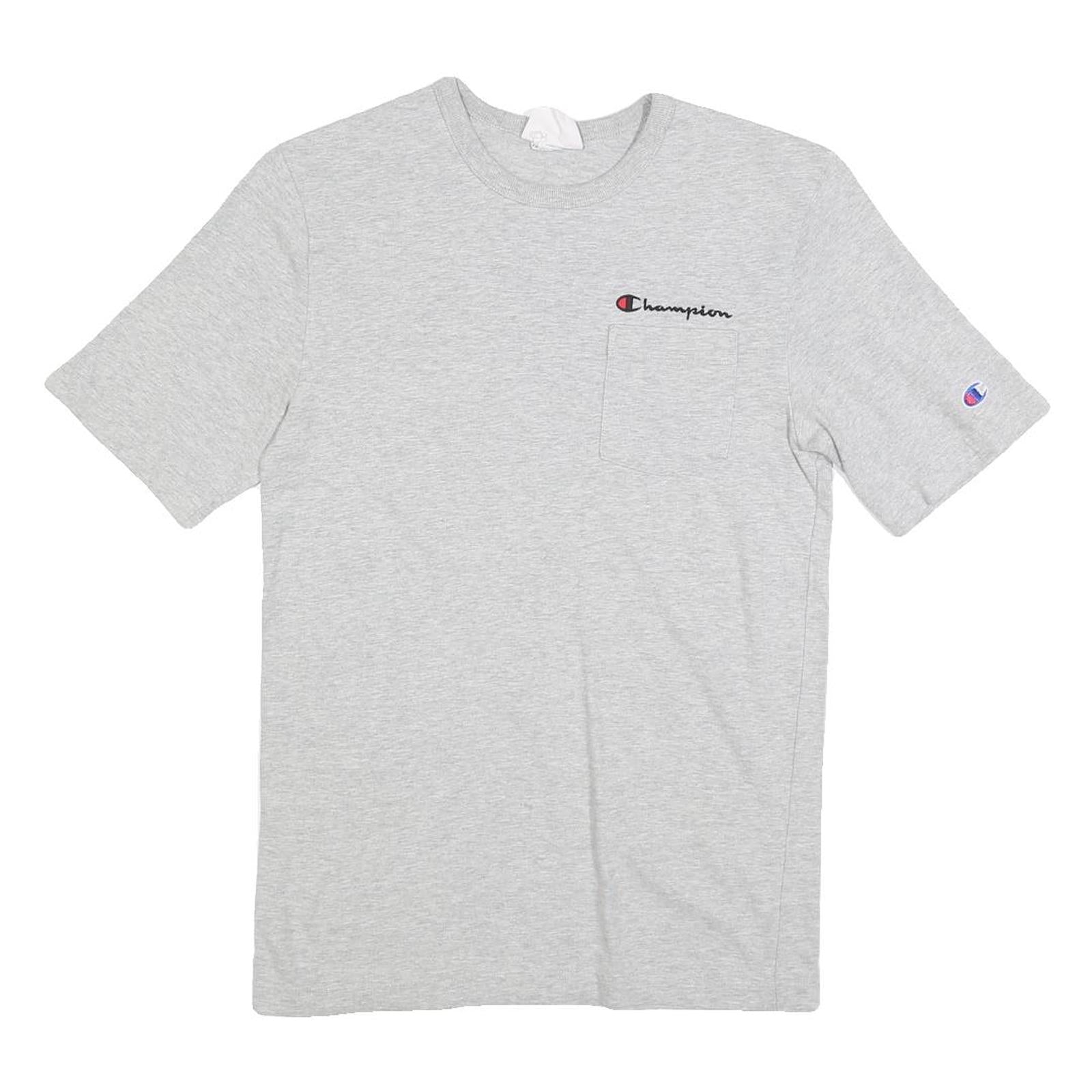 CHAMPION Mens Grey S T-Shirt Short Sleeve Crew Neck Cotton Blend Classic Logo Refurbished - N/A refurbished available on Cerqular