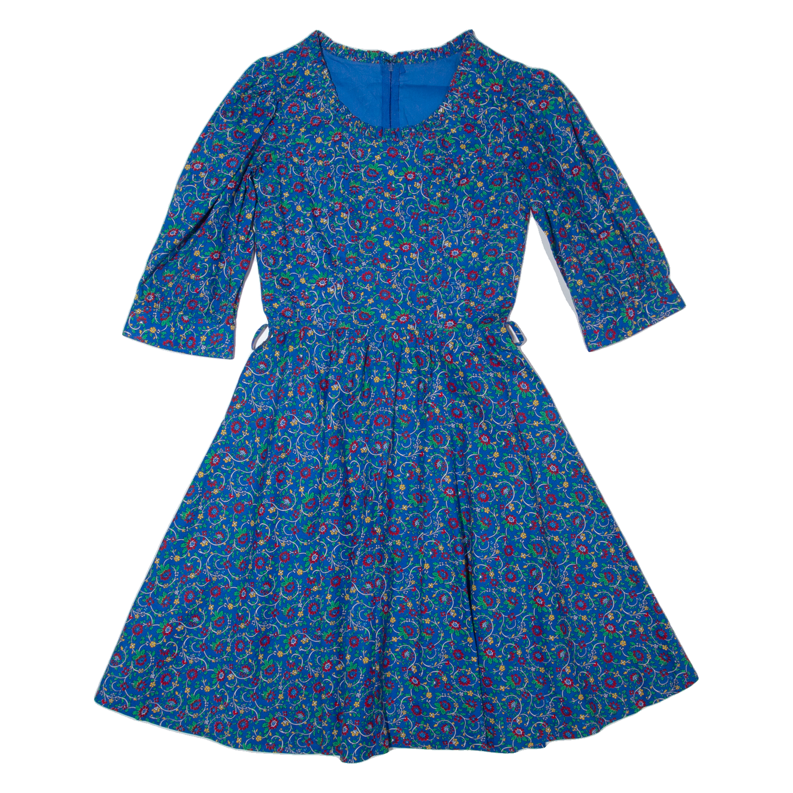Womens A-Line Dress Blue 90s Floral Midi S Refurbished - N/A refurbished available on Cerqular