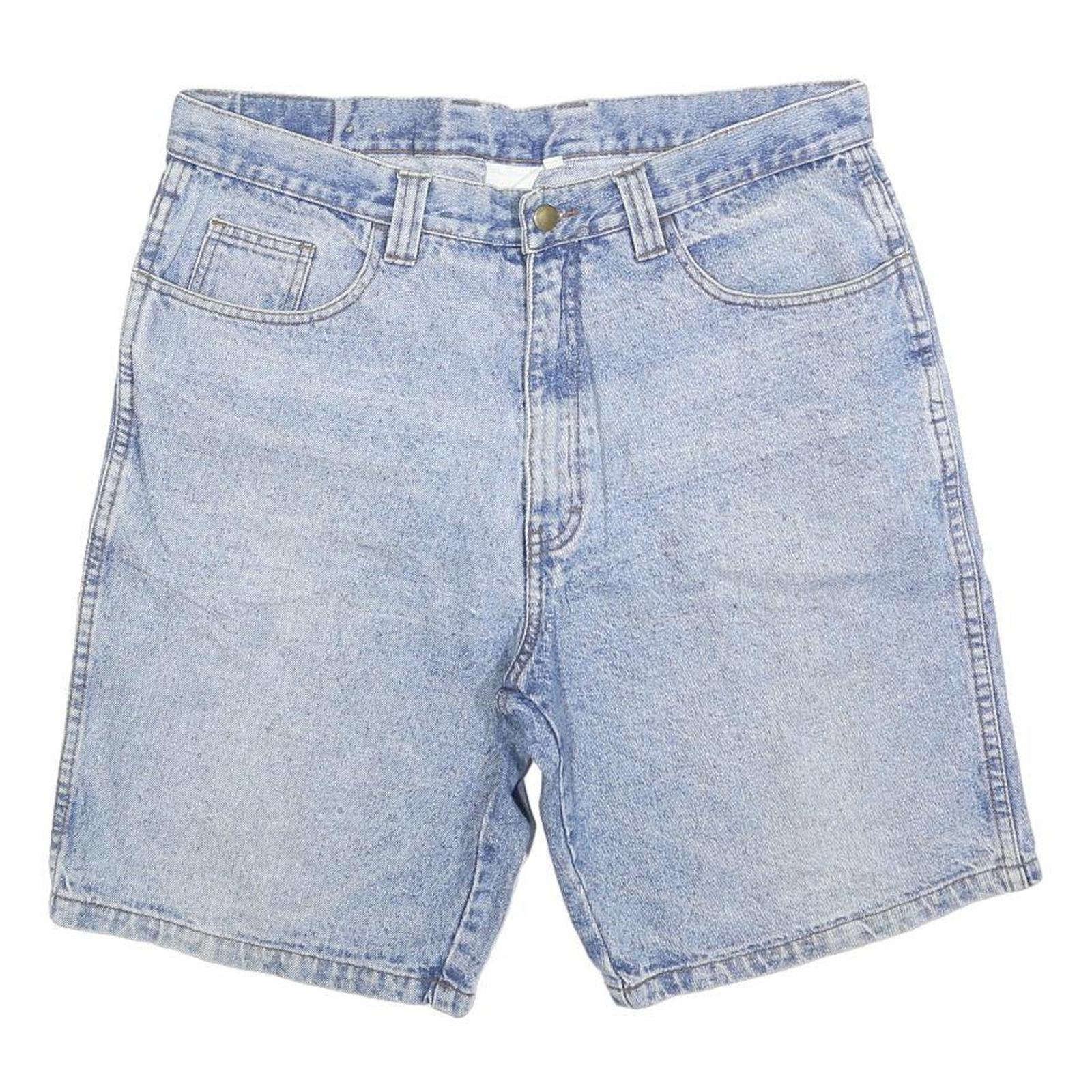 BLUE ZONE Mens Denim Blue Casual Shorts M W34 Cotton Blend Comfortable Classic Refurbished - N/A refurbished available on Cerqular
