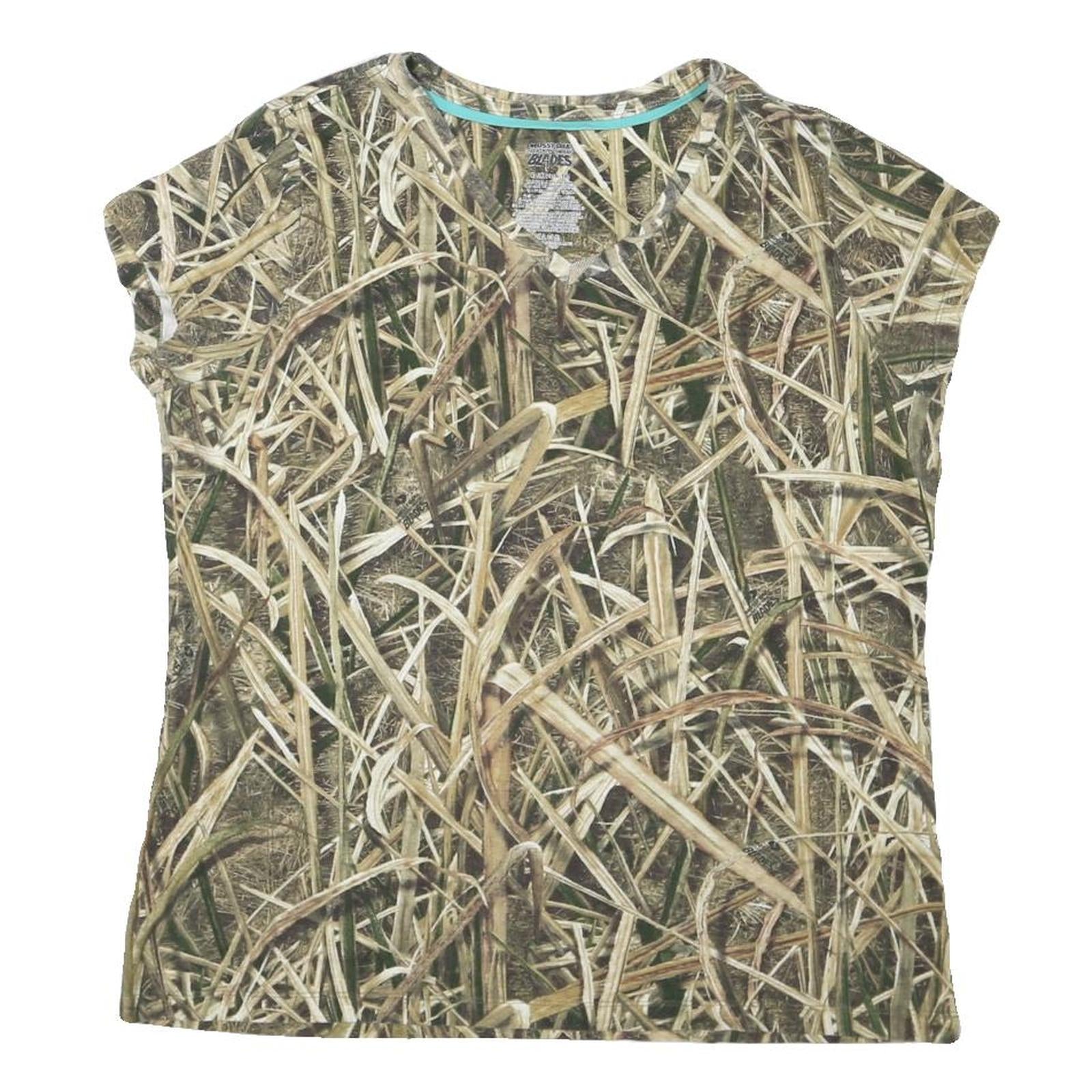 MOSSY OAK Womens Brown & Green Camo Graphic T-Shirt XL Crew Neck Short Sleeve Refurbished - N/A refurbished available on Cerqular