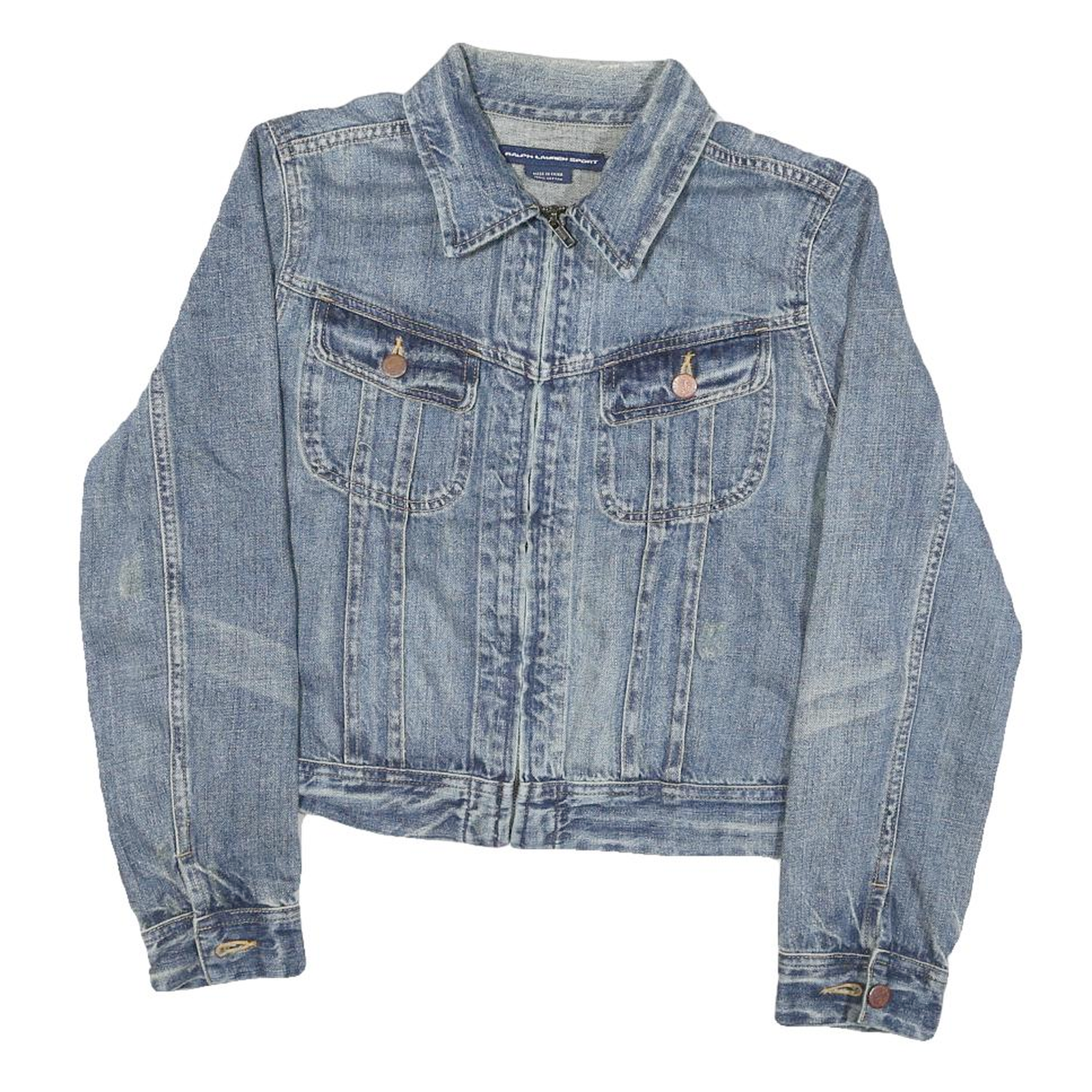 RALPH LAUREN Womens Blue Denim Jacket M Cotton Blend Classic Button Closure Refurbished - N/A refurbished available on Cerqular