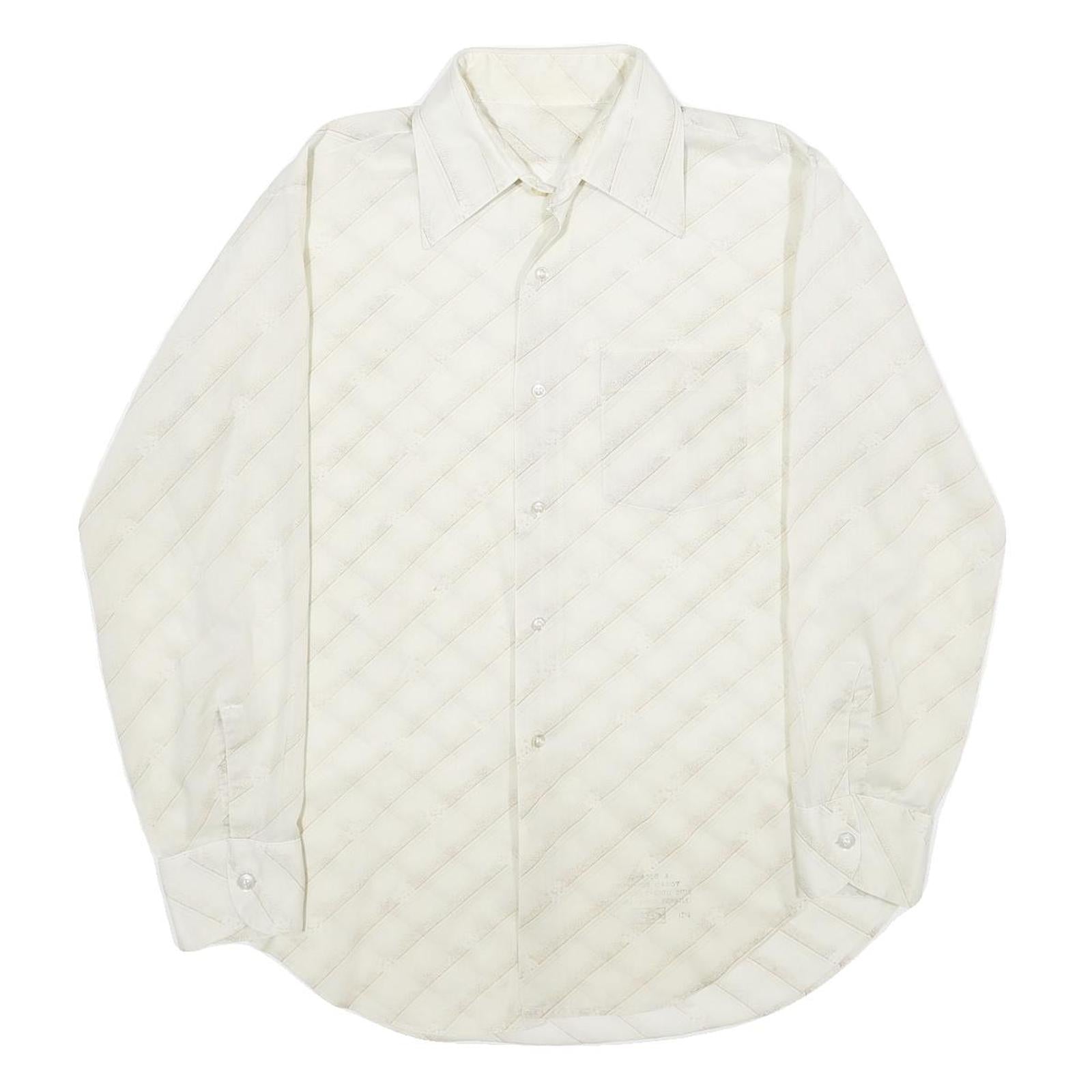 Mens White Polyester Blend Plain Shirt M Classic Collar Long Sleeve Button Refurbished - N/A refurbished available on Cerqular