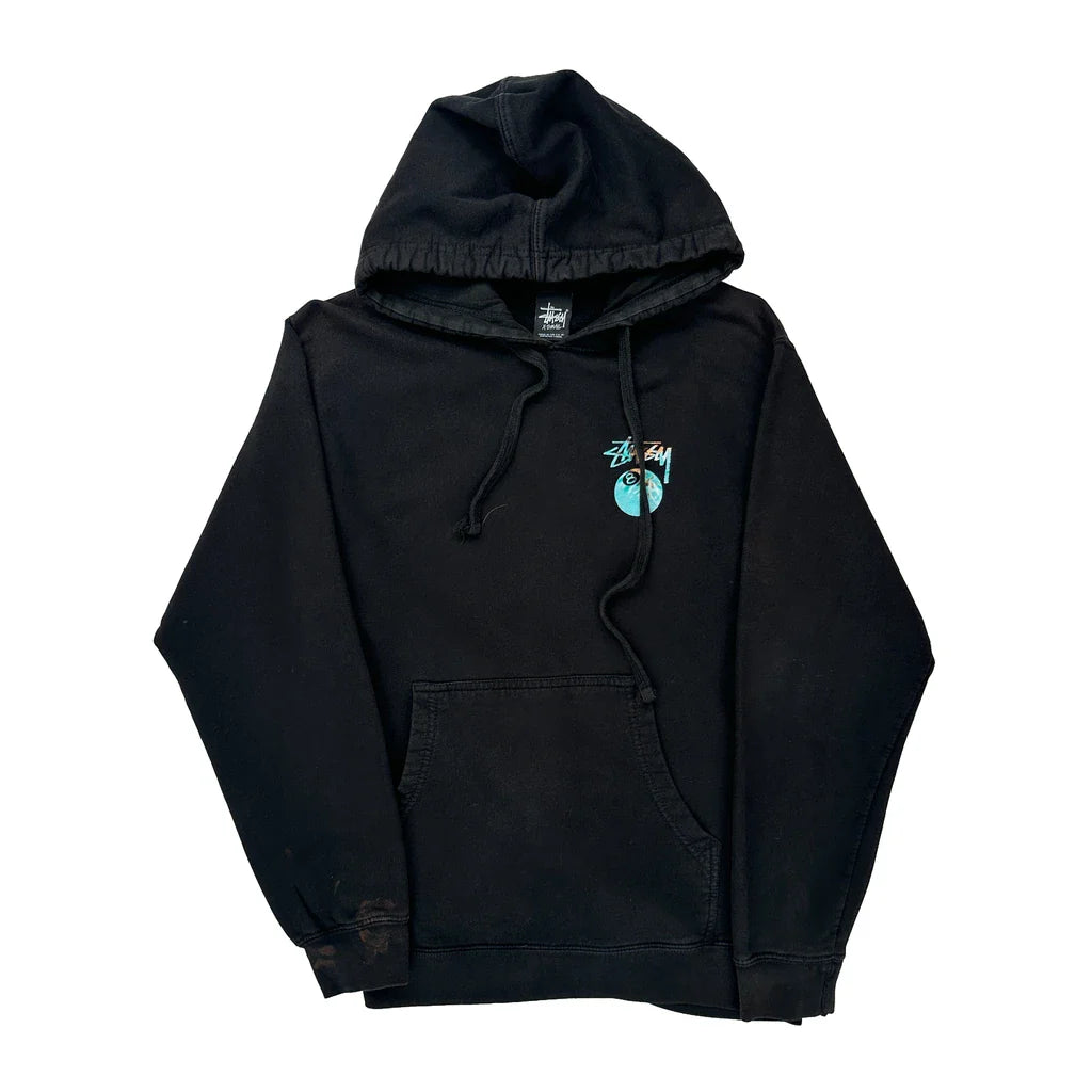 Stussy Graphic Hoodie - XS Black Cotton Refurbished - Thrifted (note: this is a term often used to describe second- refurbished available on Cerqular