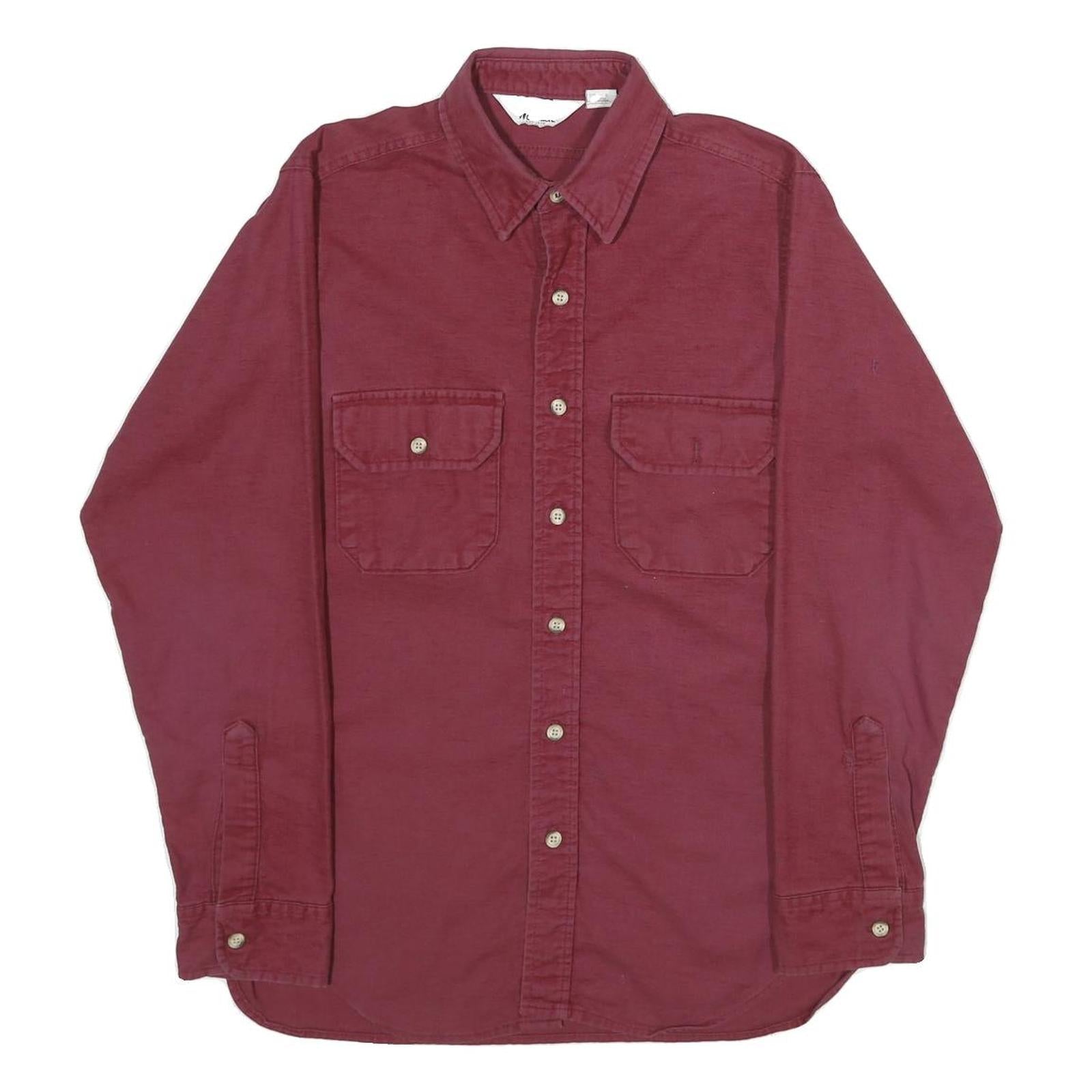 WOOLRICH Mens Maroon Cotton Shirt M Button Front Pockets Casual Classic Fit Refurbished - N/A refurbished available on Cerqular