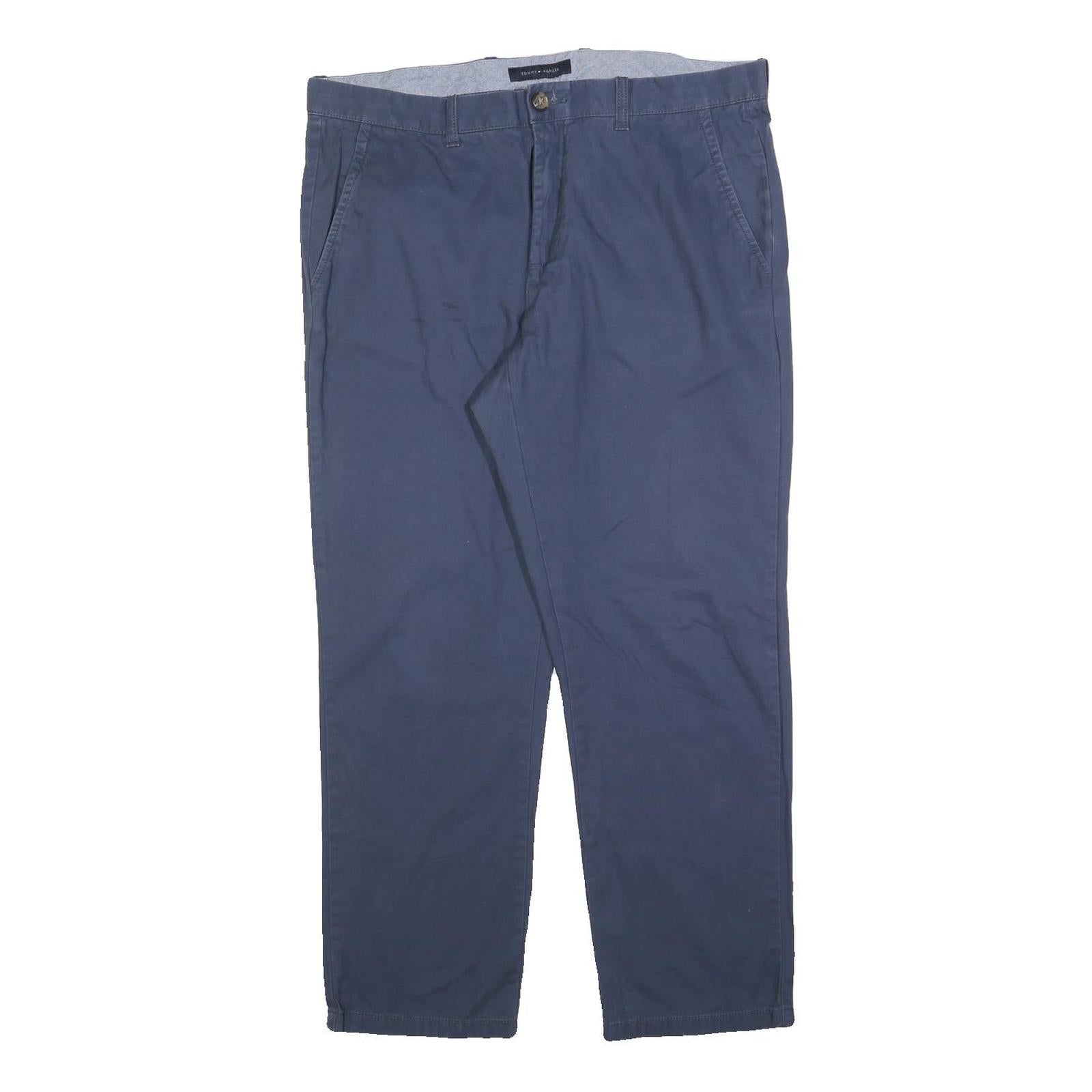 TOMMY HILFIGER Mens Cotton Blend Blue Regular Fit Straight Trousers W36 L30 Refurbished - N/A refurbished available on Cerqular