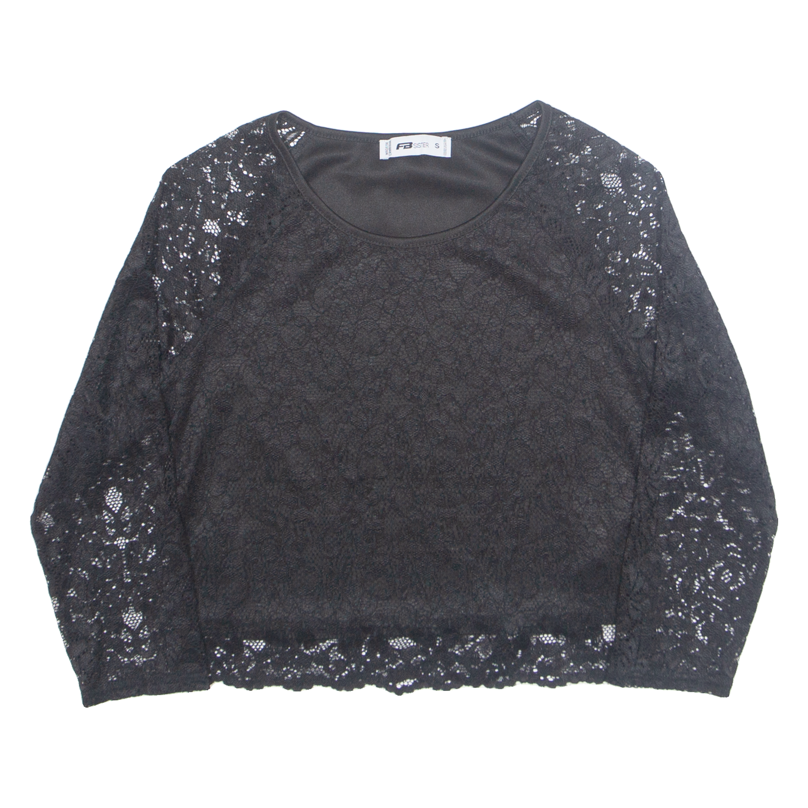 FB SISTER Cropped Womens Top Black 3/4 Sleeve S Refurbished - N/A refurbished available on Cerqular