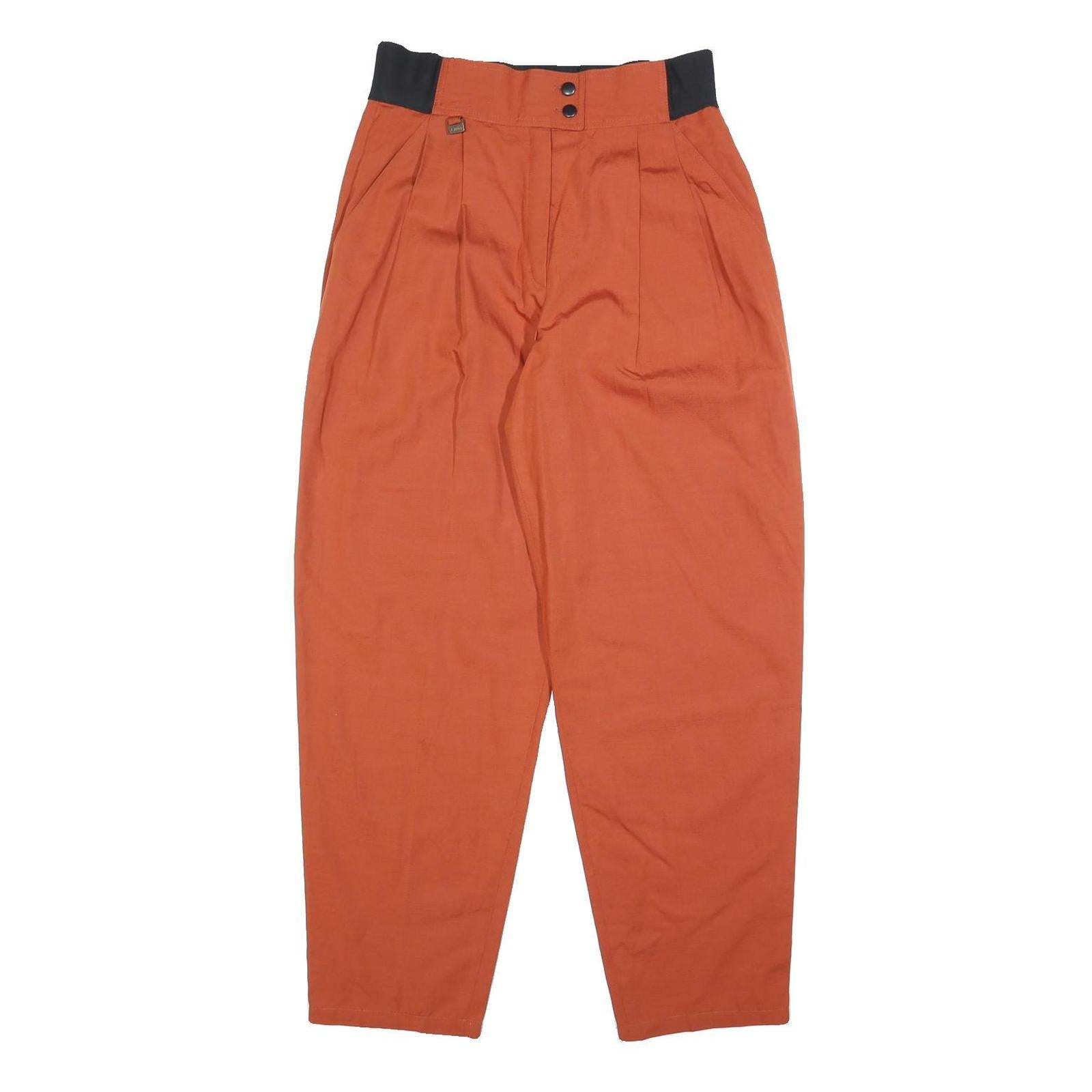 KEMO Womens Linen Blend Rust Relaxed Tapered Trousers W28 L28 Zip Closure Refurbished - N/A refurbished available on Cerqular