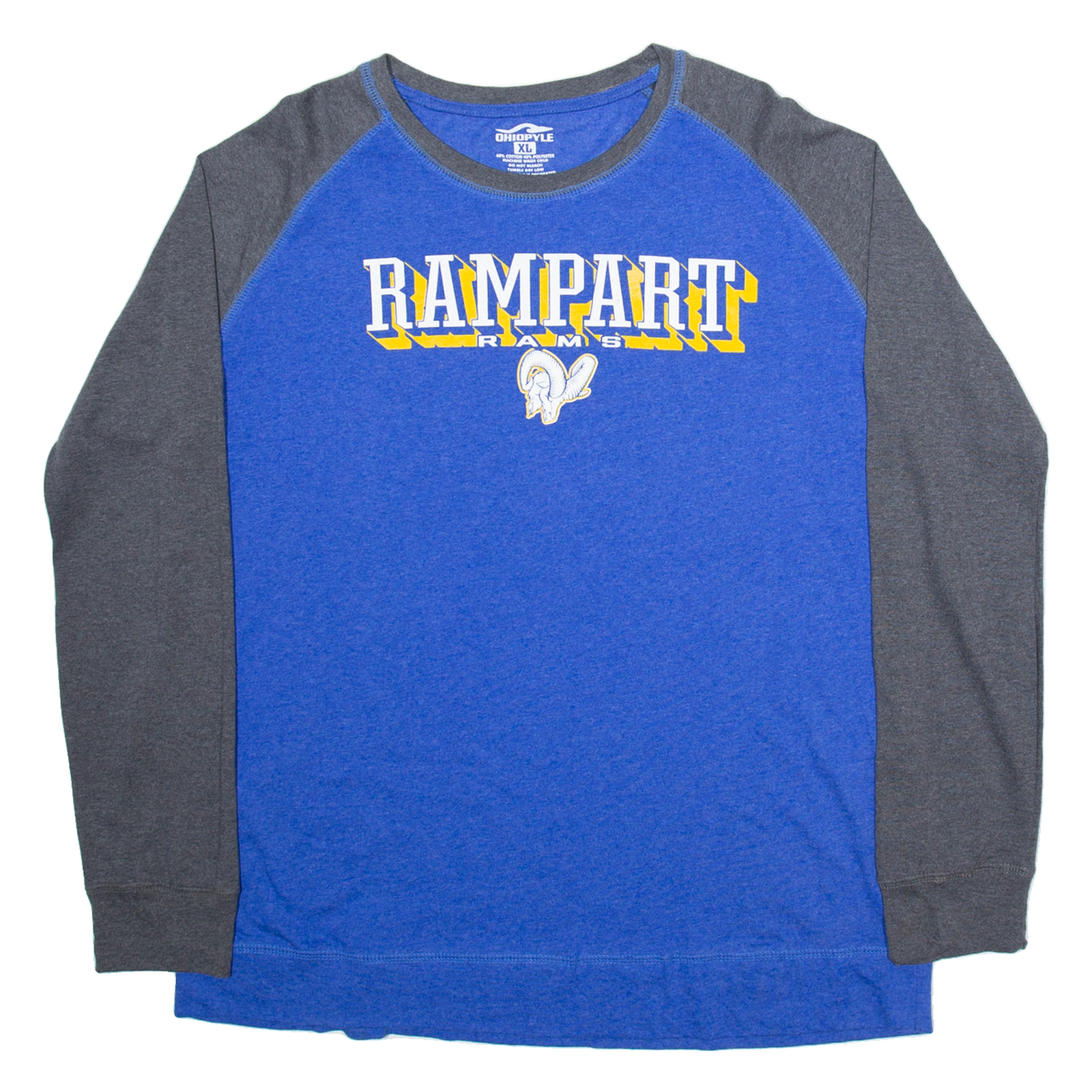 OHIOPYLE Rampart Rams Mens T-Shirt Blue Long Sleeve USA XL Refurbished - N/A refurbished available on Cerqular