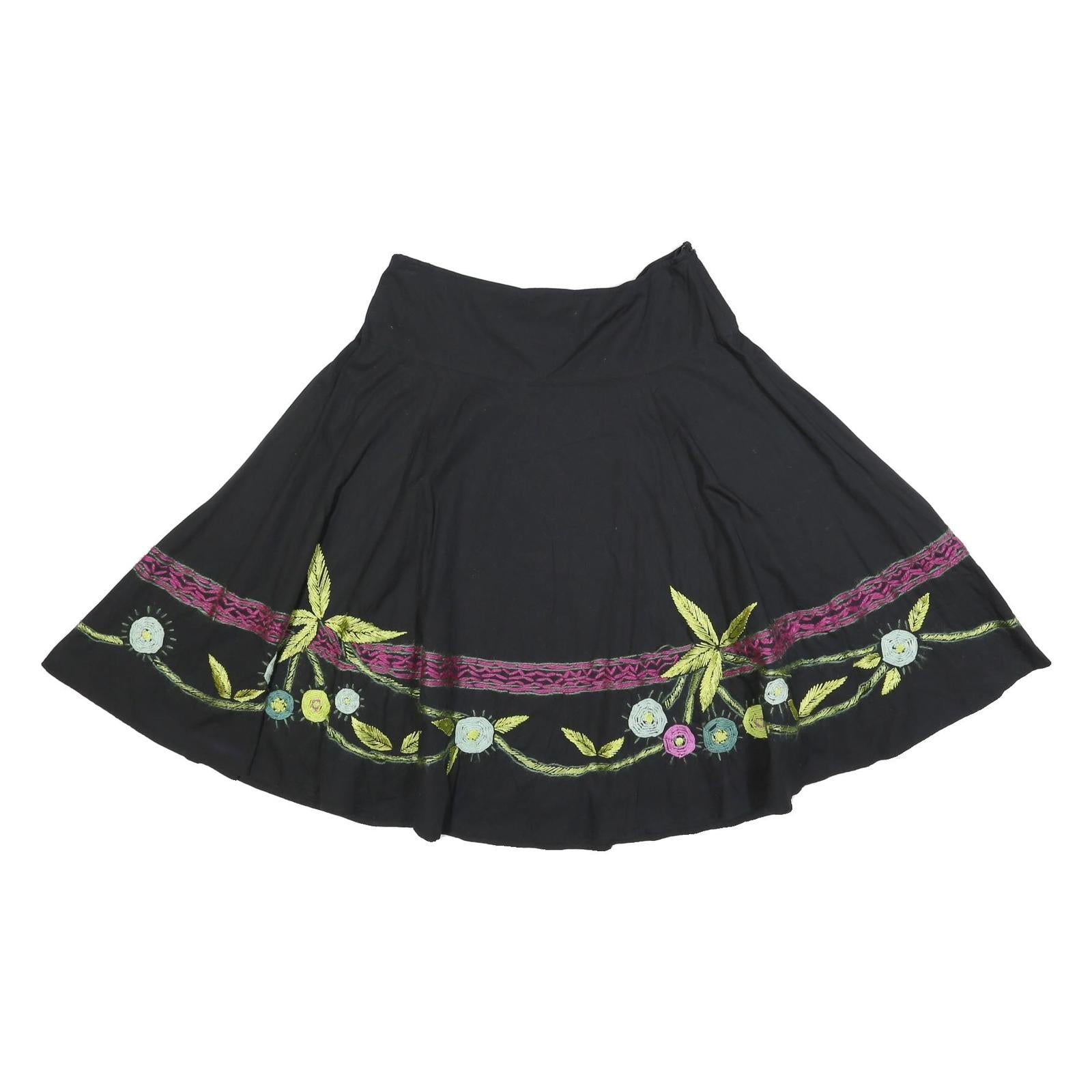 PHASE EIGHT Womens Black Floral Swing Knee Length Skirt Cotton Woven UK 14 Refurbished - N/A refurbished available on Cerqular