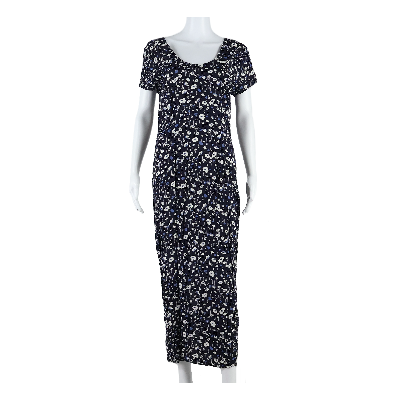 R-WEAR Womens Day Dress Blue Floral Short Sleeve Long M Refurbished - N/A refurbished available on Cerqular