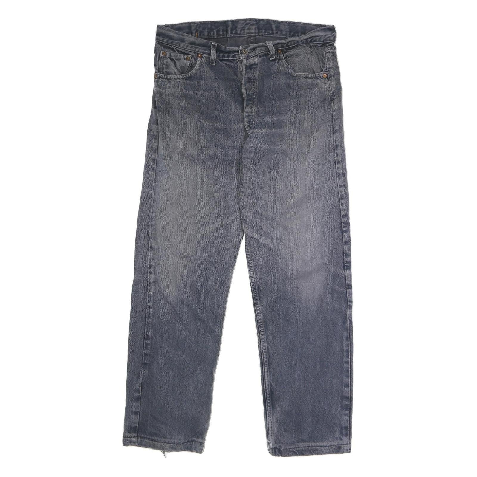 LEVI'S 501 Mens Jeans Blue Regular Straight Denim Medium W34 L29 Button Closure Refurbished - N/A refurbished available on Cerqular