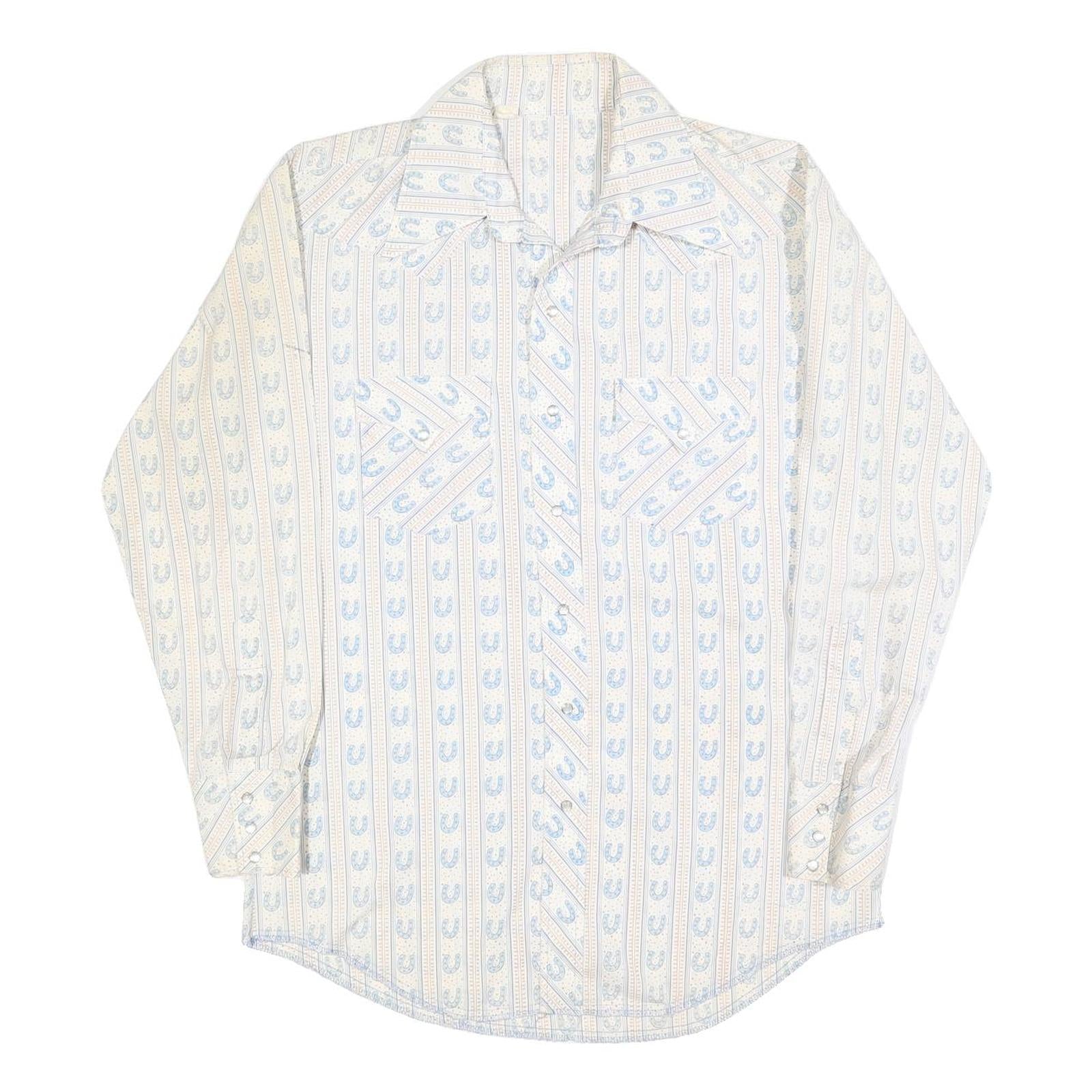 Buy Mens Cream & Blue Patterned Shirt L Cotton Blend Long Sleeve Casual Comfortable Refurbished - $14.29 Mens Cream & Blue Patterned Shirt L Cotton Blend Long Sleeve Casual Comfortable Refurbished - N/A refurbished available on Cerqular