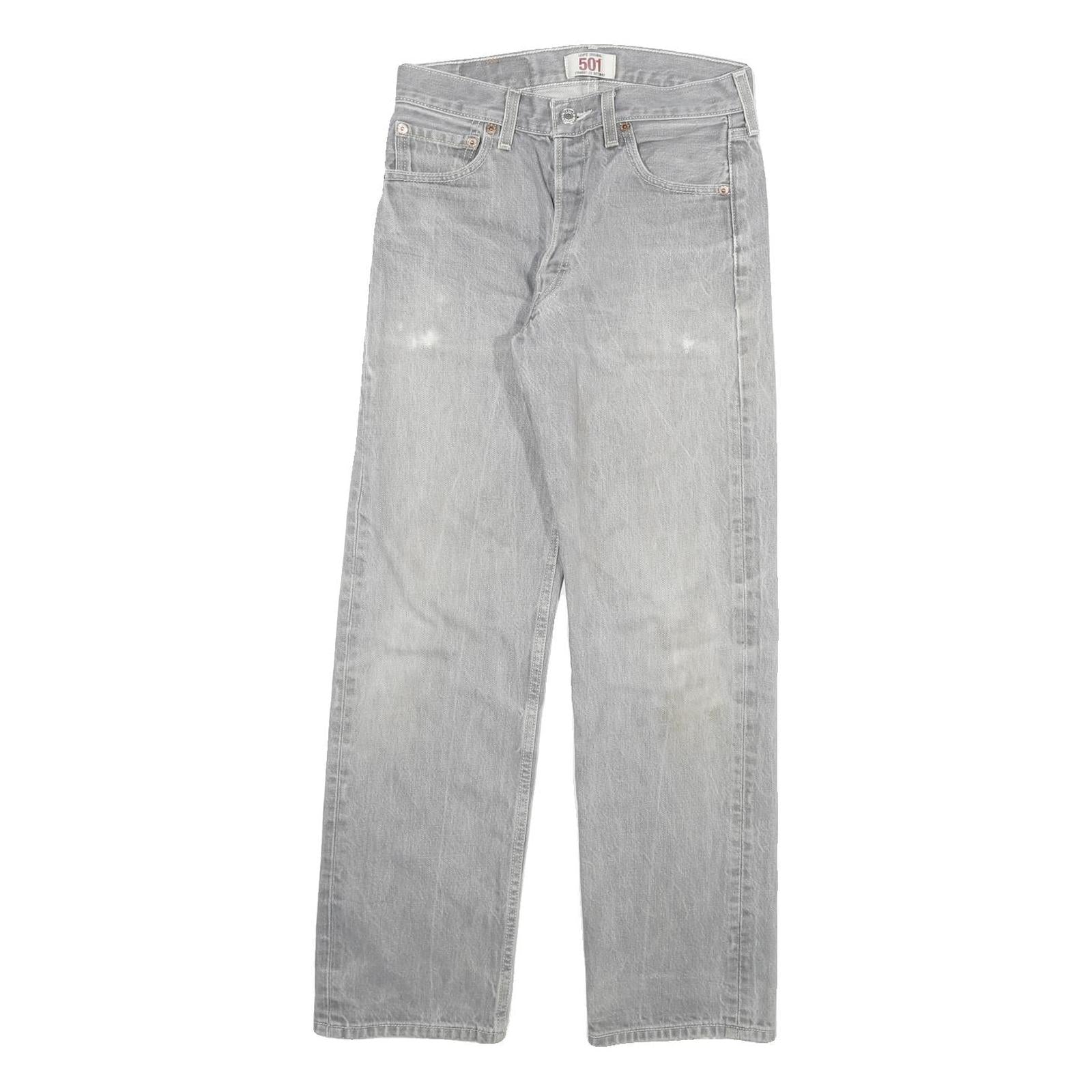 LEVI'S 501 Mens Jeans Grey Regular Straight Denim W26 L27 Classic Button Fly Refurbished - N/A refurbished available on Cerqular