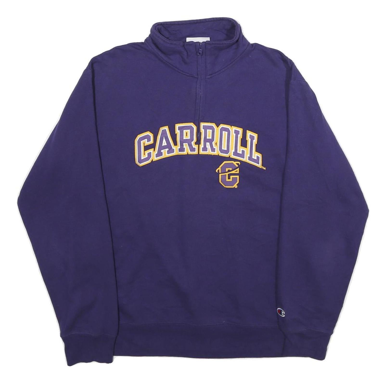 CHAMPION Mens Purple Carroll 1/4 Zip Sweatshirt L Cotton Blend Pullover Refurbished - N/A refurbished available on Cerqular