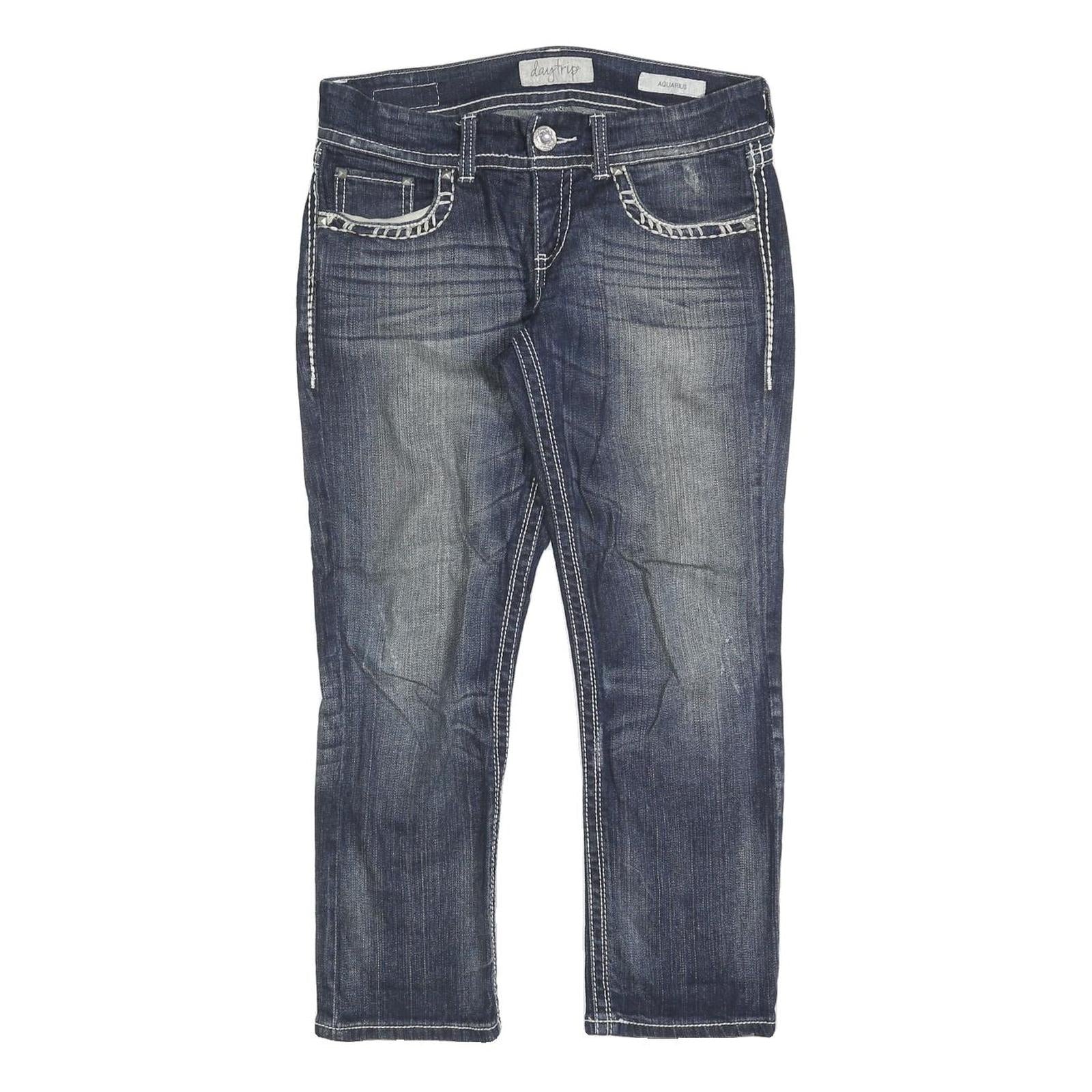 DAYTRIP Womens Jeans Blue Slim Denim Medium W32 L26 Stylish Contrast Stitching Refurbished - N/A refurbished available on Cerqular