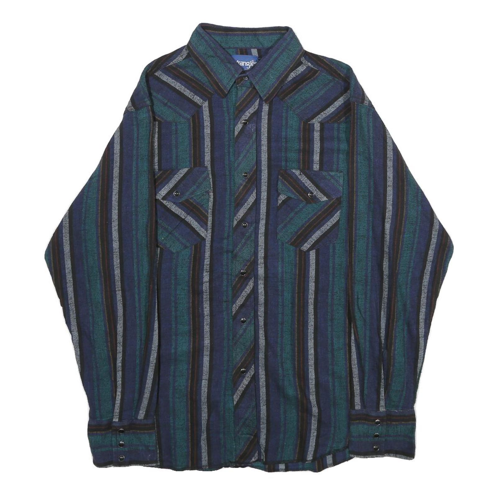Buy WRANGLER Mens Blue Green Striped Shirt L Cotton Casual Long Sleeve Button Refurbished - $45.49 WRANGLER Mens Blue Green Striped Shirt L Cotton Casual Long Sleeve Button Refurbished - N/A refurbished available on Cerqular