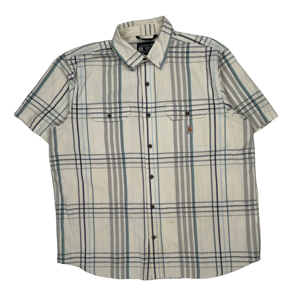 Buy Carhartt Checked Short Sleeve Shirt - XL Blue Cotton Refurbished - $53.59 Carhartt Checked Short Sleeve Shirt - XL Blue Cotton Refurbished - Thrifted (note: this is a term often used to describe second- refurbished available on Cerqular