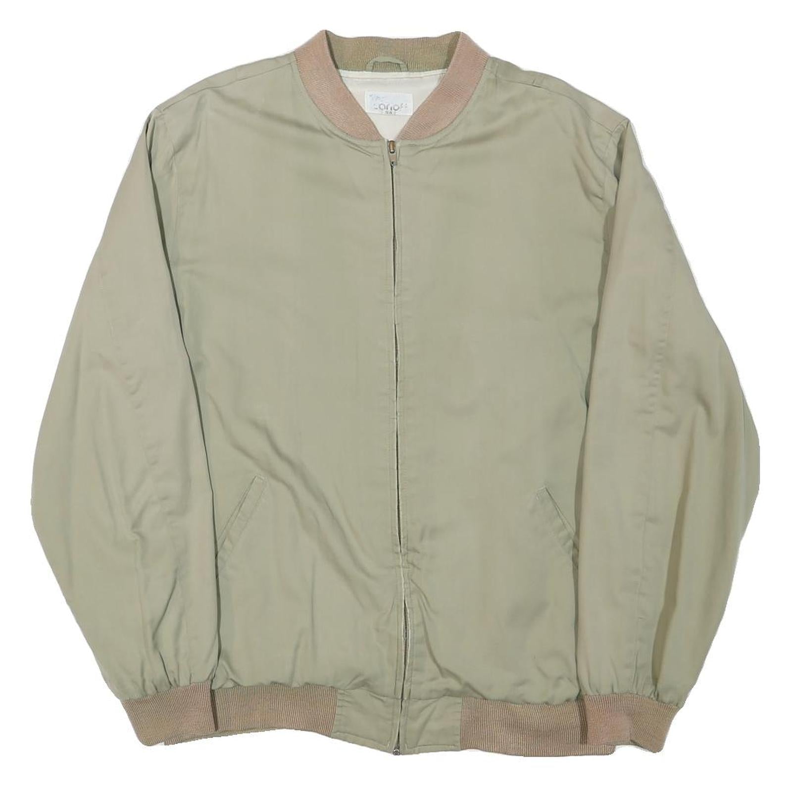 CARLOFF Mens Beige Bomber Jacket L Polyester Blend Plain Zip Closure Casual Refurbished - N/A refurbished available on Cerqular