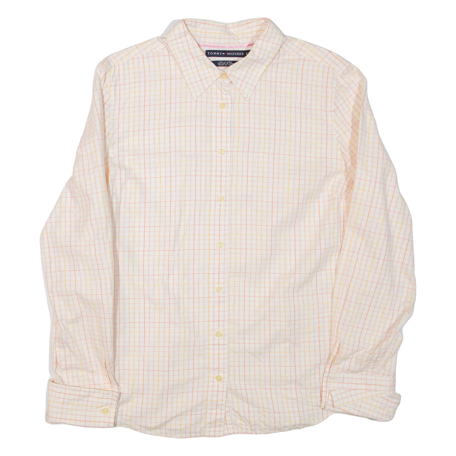 TOMMY HILFIGER Womens Shirt White Check Long Sleeve XL Refurbished - N/A refurbished available on Cerqular