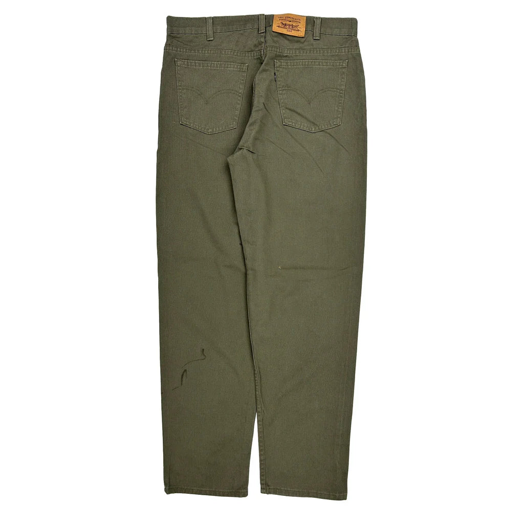 Levis Jeans - 34W 31L Green Cotton Refurbished - Thrifted (note: this is a term often used to describe second- refurbished available on Cerqular