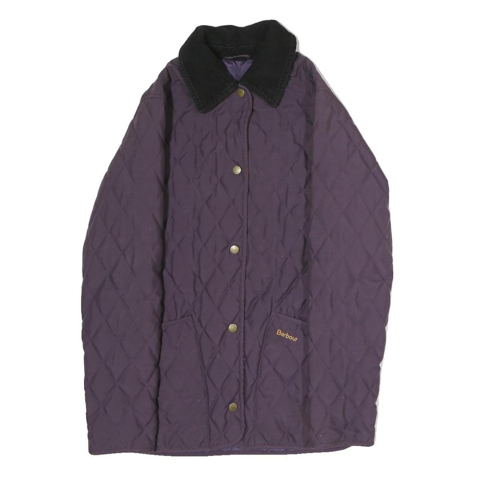 BARBOUR Womens Purple & Black Quilted Jacket M Polyester Zip Classic Fit Refurbished - N/A refurbished available on Cerqular