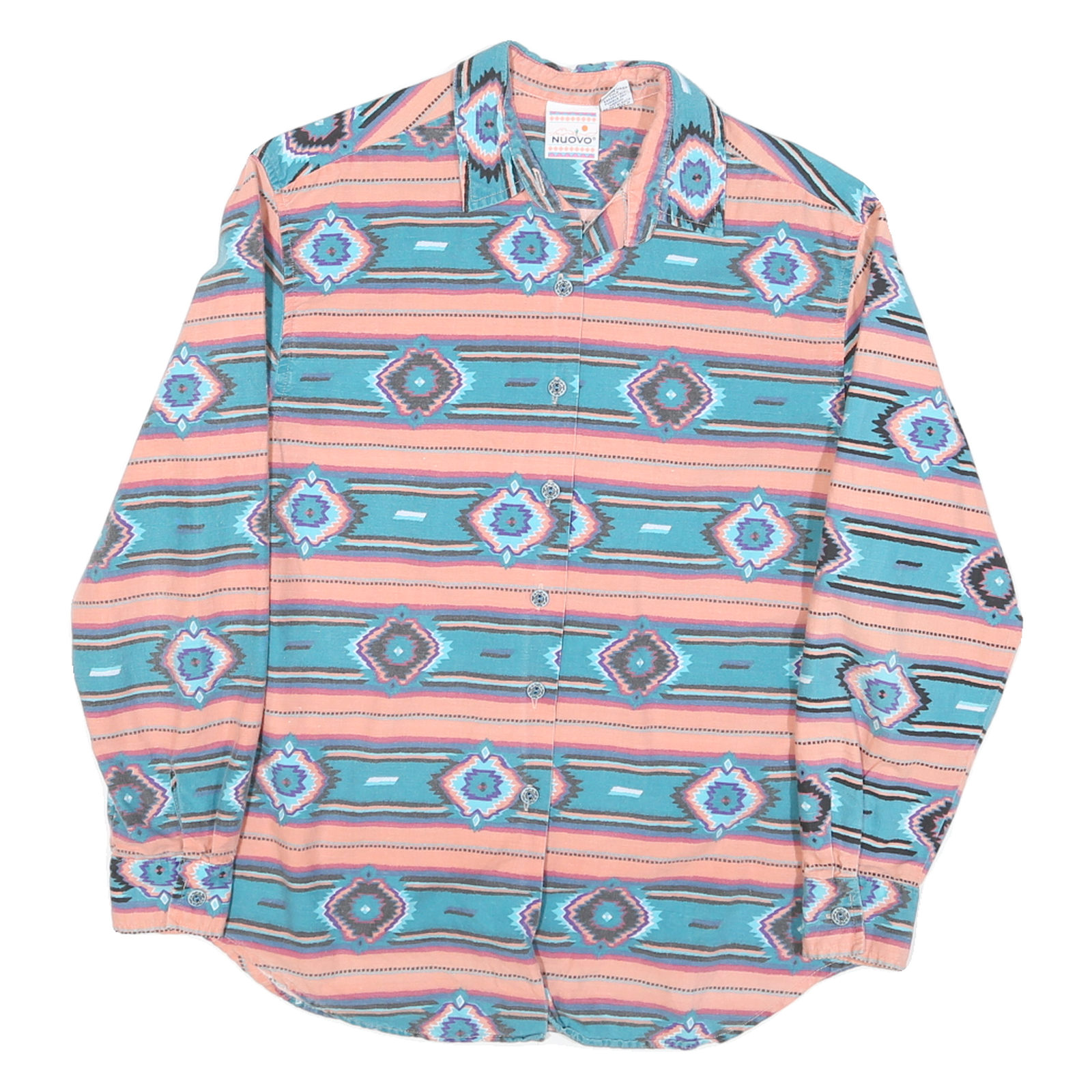 NUOVO Womens Blue & Pink Patterned Shirt S Cotton Blend Long Sleeve Casual Refurbished - N/A refurbished available on Cerqular