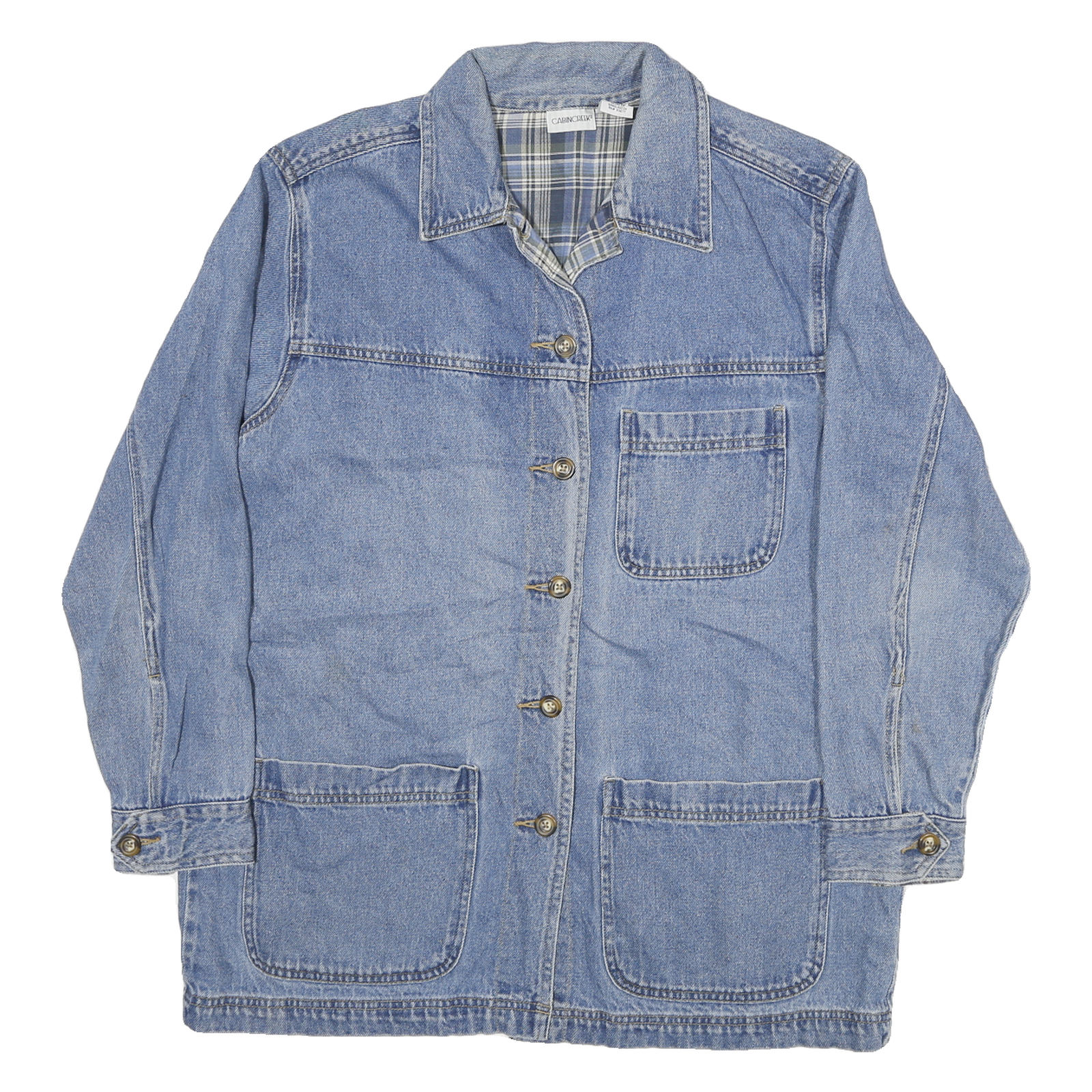 CABIN CREEK Womens Blue Denim Cotton Jacket L Button Plain Casual Relaxed Fit Refurbished - N/A refurbished available on Cerqular