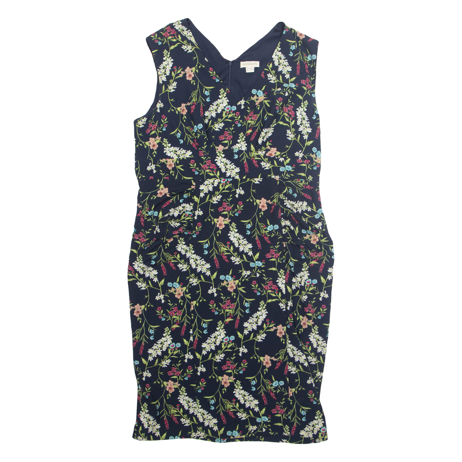 MONSOON Womens Pencil Dress Blue Floral Sleeveless Midi UK 18 Refurbished - N/A refurbished available on Cerqular