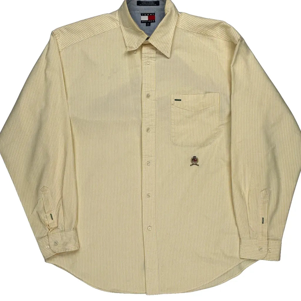 Tommy Hilfiger Striped Shirt - Medium Yellow Cotton Refurbished - Thrifted (note: this is a term often used to describe second- refurbished available on Cerqular