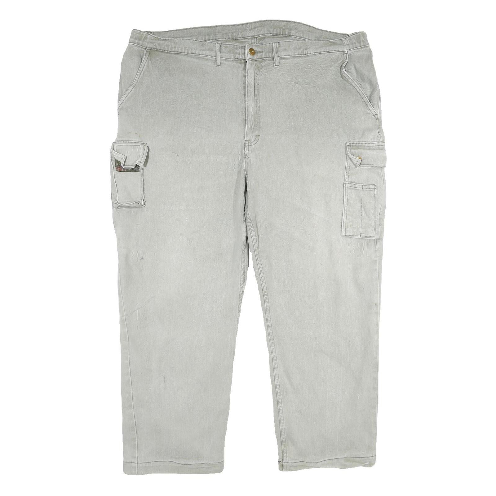 KRENGER Mens Cotton Blend Grey Relaxed Cargo Trousers W42 L30 Utility Pockets Refurbished - N/A refurbished available on Cerqular
