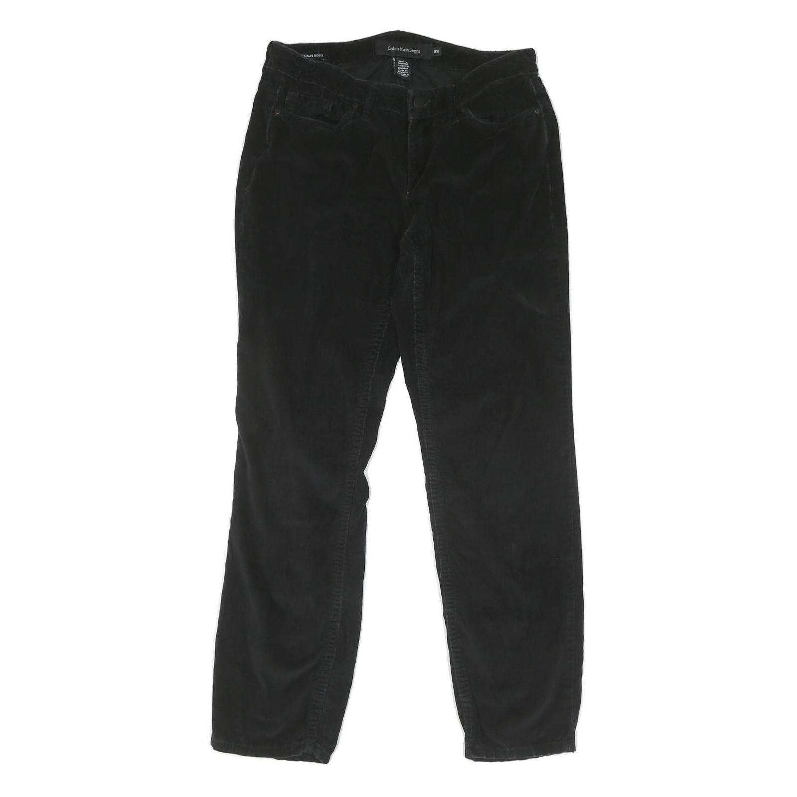 CALVIN KLEIN JEANS Womens Cotton Blend Black Regular Straight Trousers W30 L30 Refurbished - N/A refurbished available on Cerqular