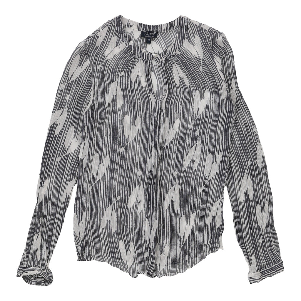 Armani Jeans Sheer Blouse - Medium Navy Viscose | Size: medium Refurbished - N/A (Preloved Designer is not a specific brand, it refurbished available on Cerqular