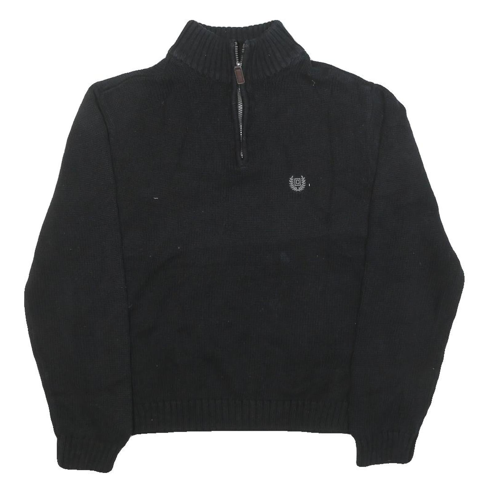 CHAPS Mens Black Plain Pullover Jumper Crew Neck Basic Knit M Cotton Blend Refurbished - N/A refurbished available on Cerqular