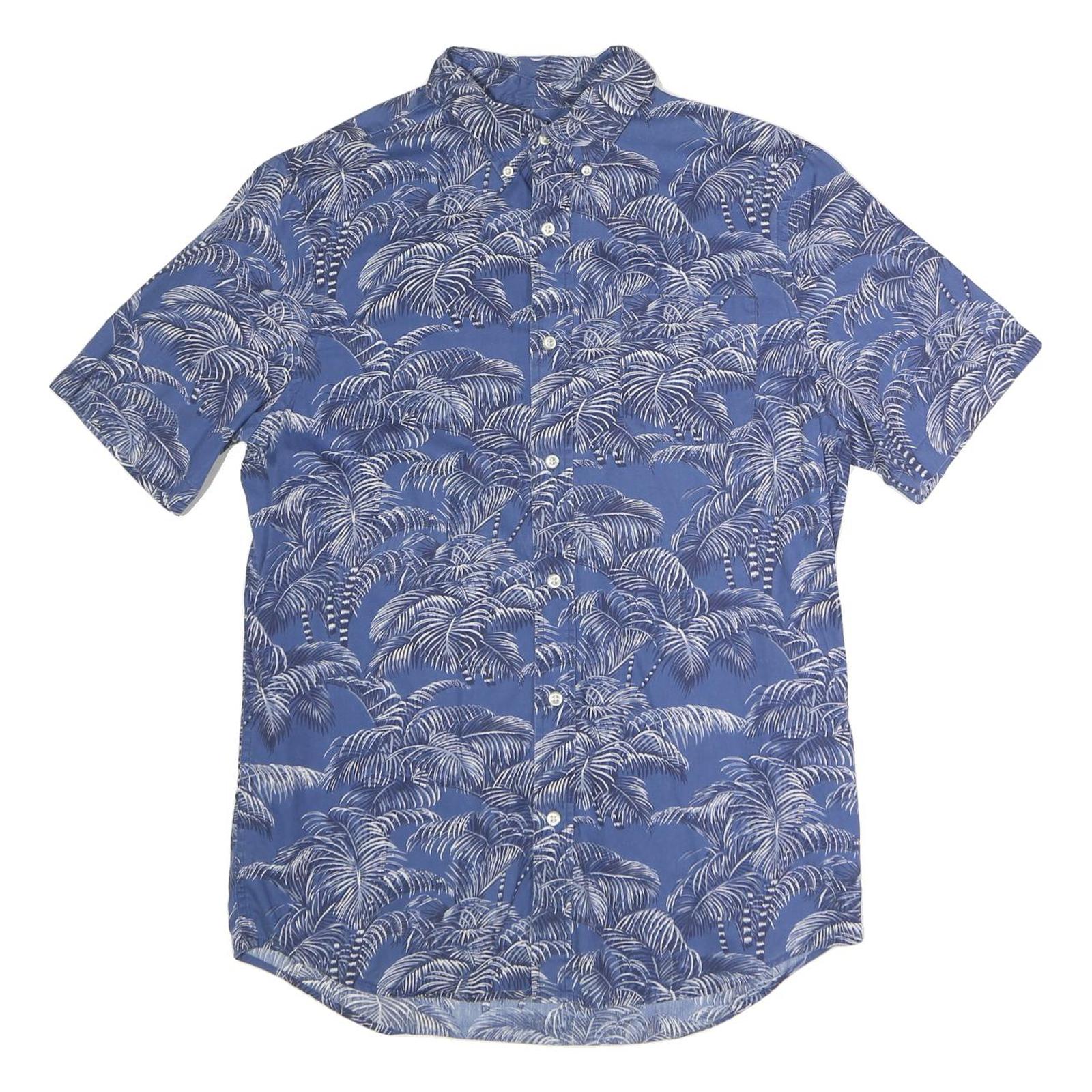 CHAPS Mens Blue And White Palm Tree Print Shirt M Cotton Blend Casual Summer Refurbished - N/A refurbished available on Cerqular